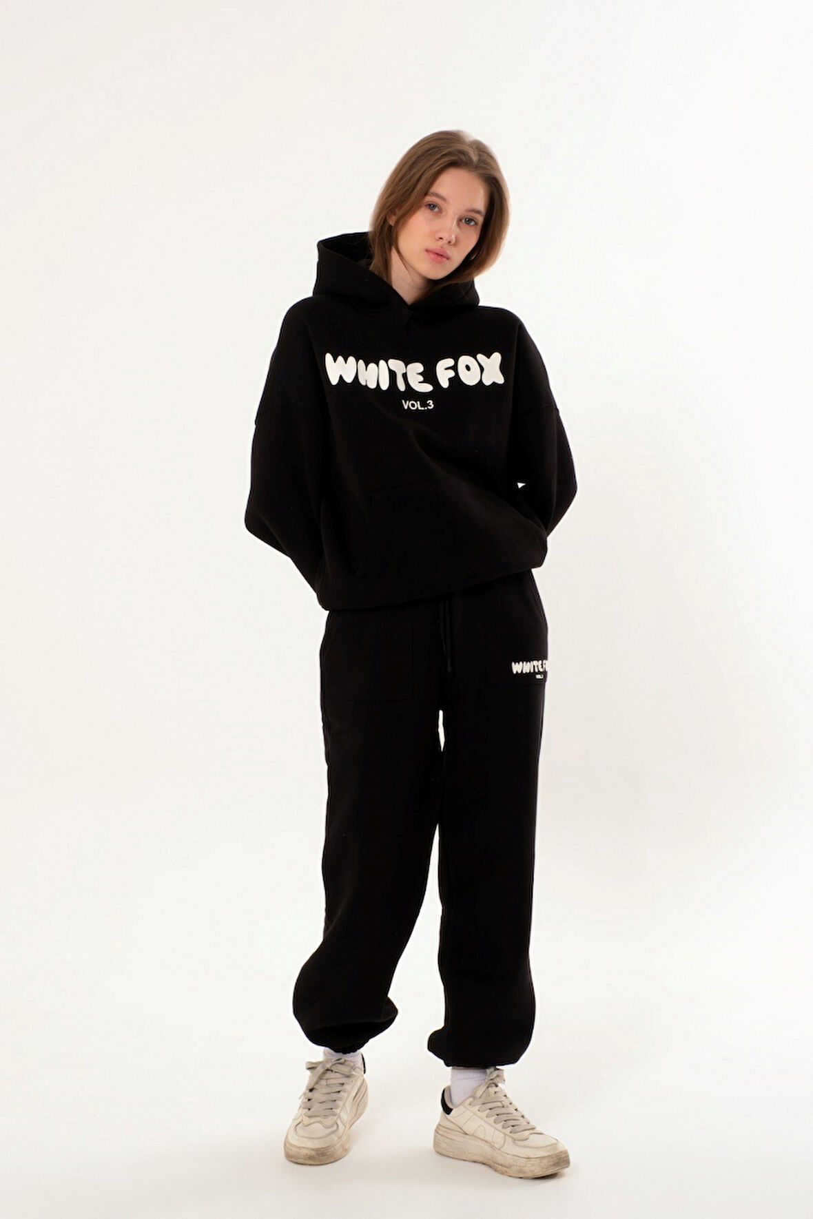 Kadın Oversize Kapüşonlu Sweatshirt ve Eşofman Takım Yüksek Rubber Baskı  Rahat ve Şık Tasarım