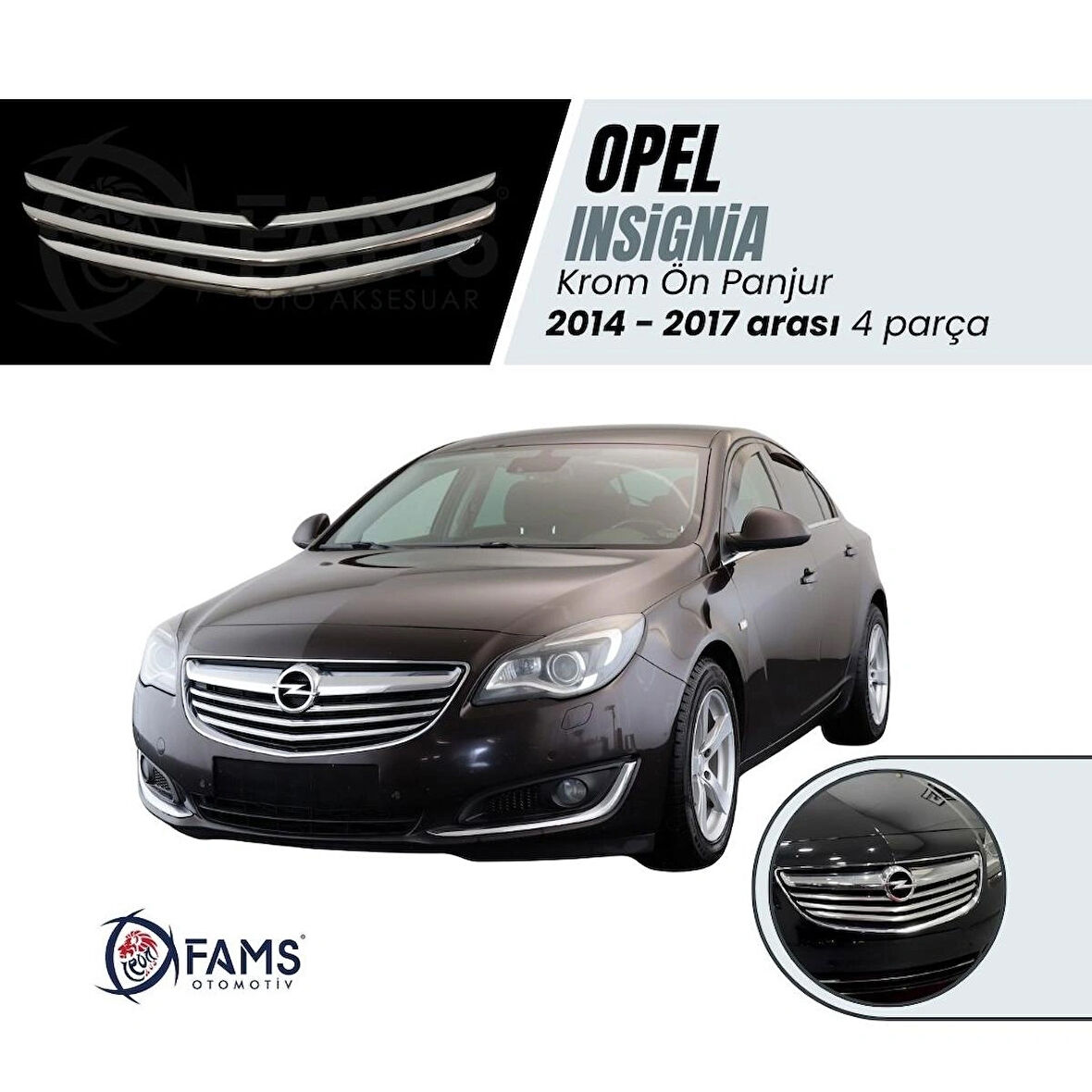 Opel İnsignia Krom Ön Panjur 4 Parça 2014-2017 Paslanmaz Çelik