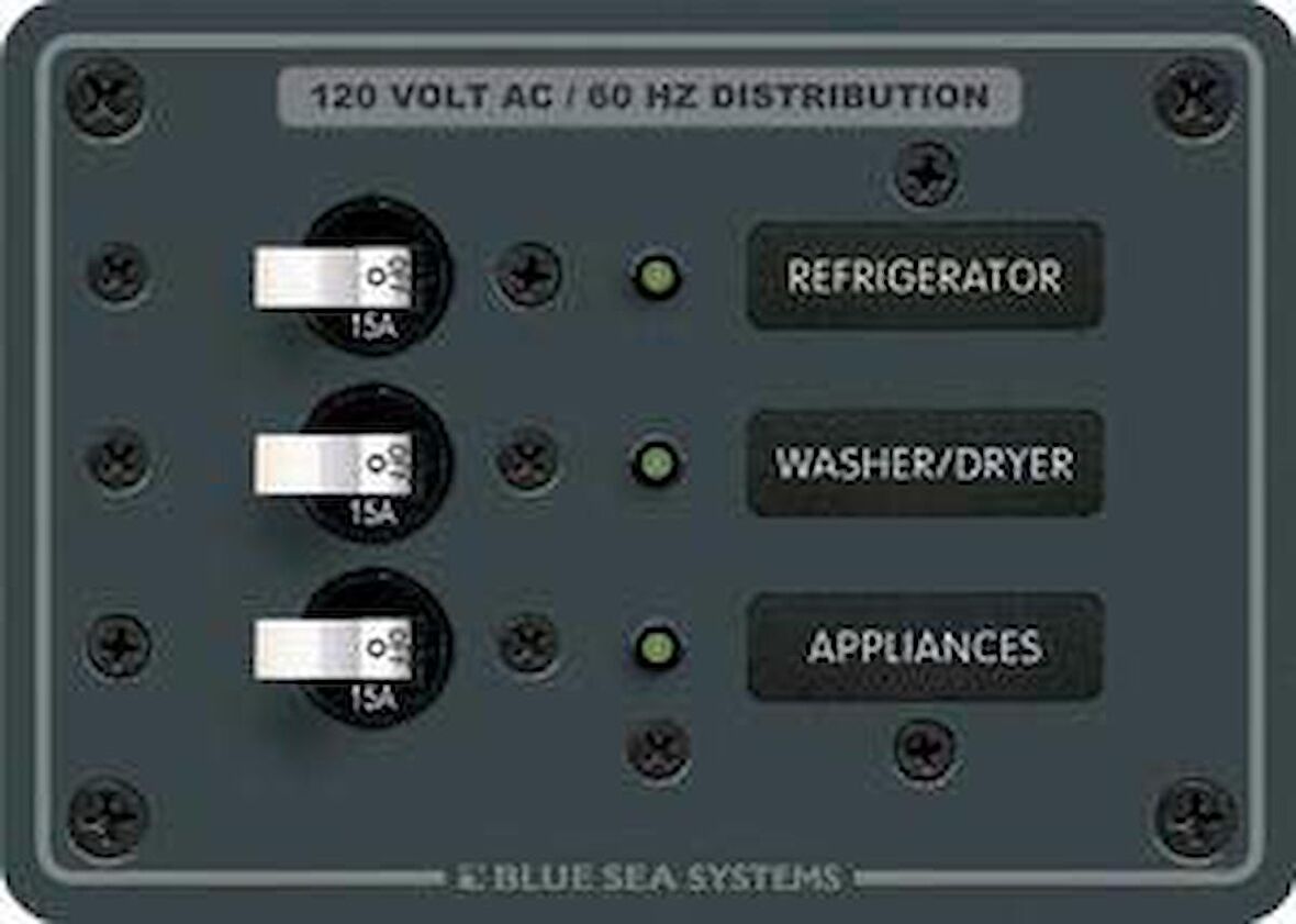 AC 3 pozisyonlu sigorta paneli 230V AC. 95mmx133mm