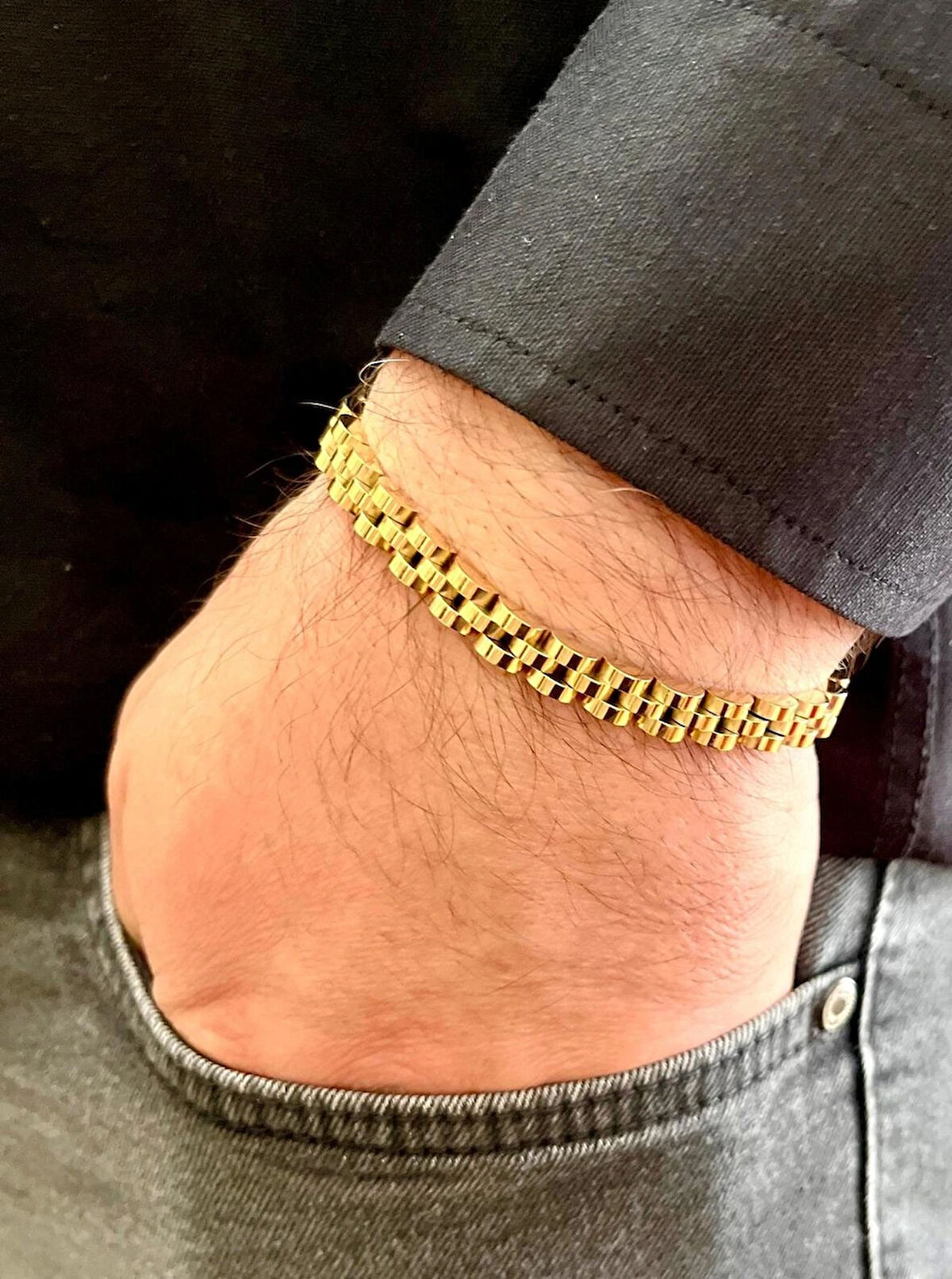 Rolex Model Sade İnce Şık Çelik Paslanmaz Erkek Bileklik 21 cm-3,5mm