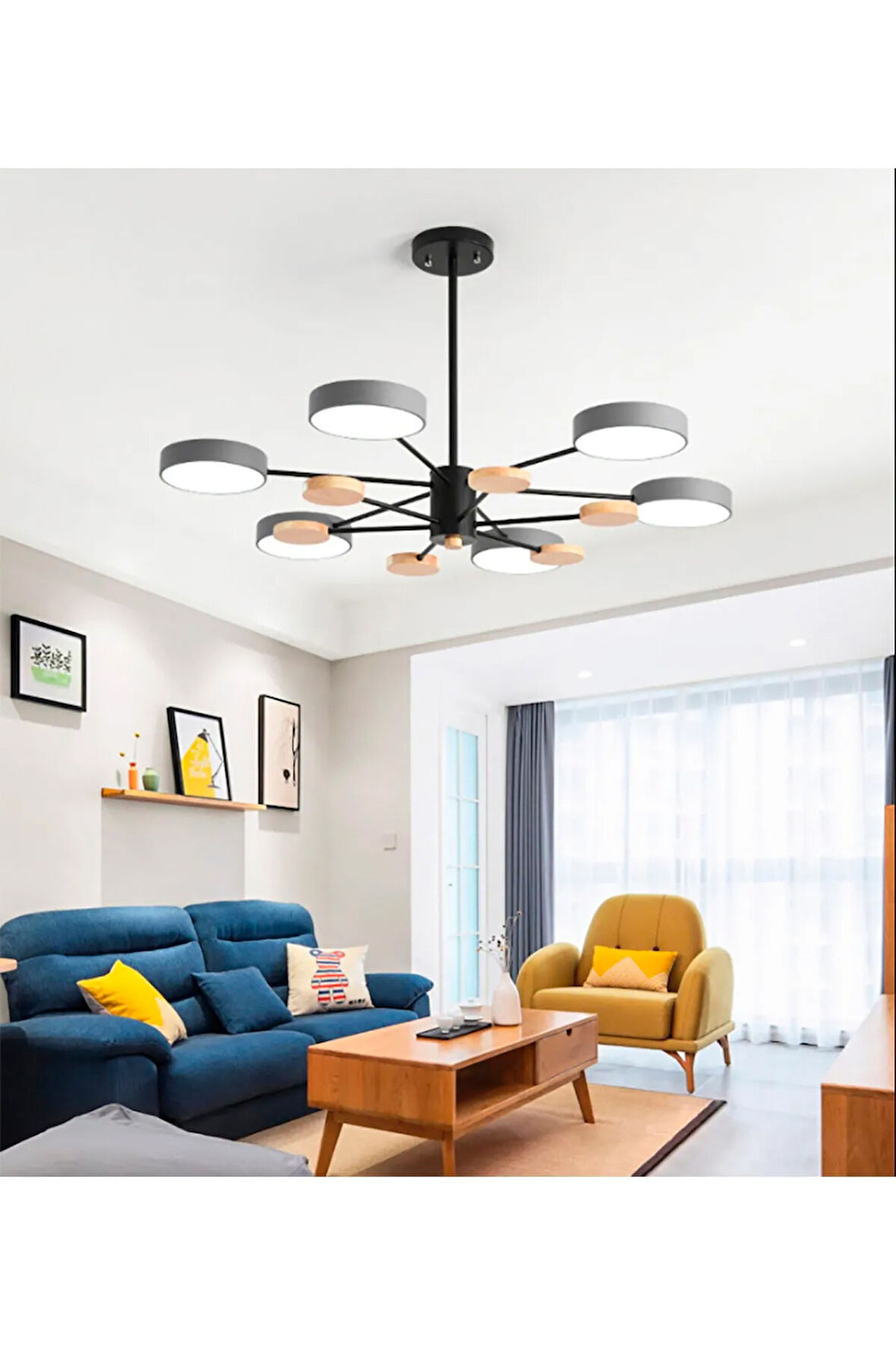 Ahşap Detaylı Hanging Led Avize