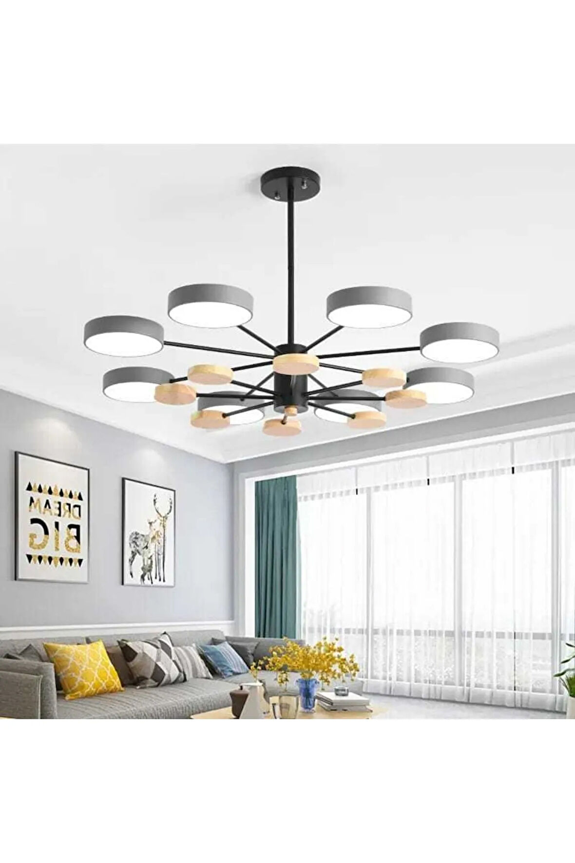 Ahşap Detaylı Hanging Led Avize