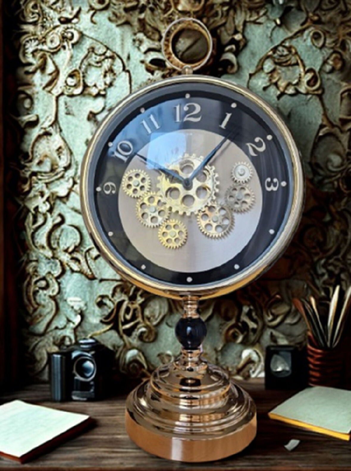 Krd Home Masaüstü Çarklı Saat Bakır Krd-7466