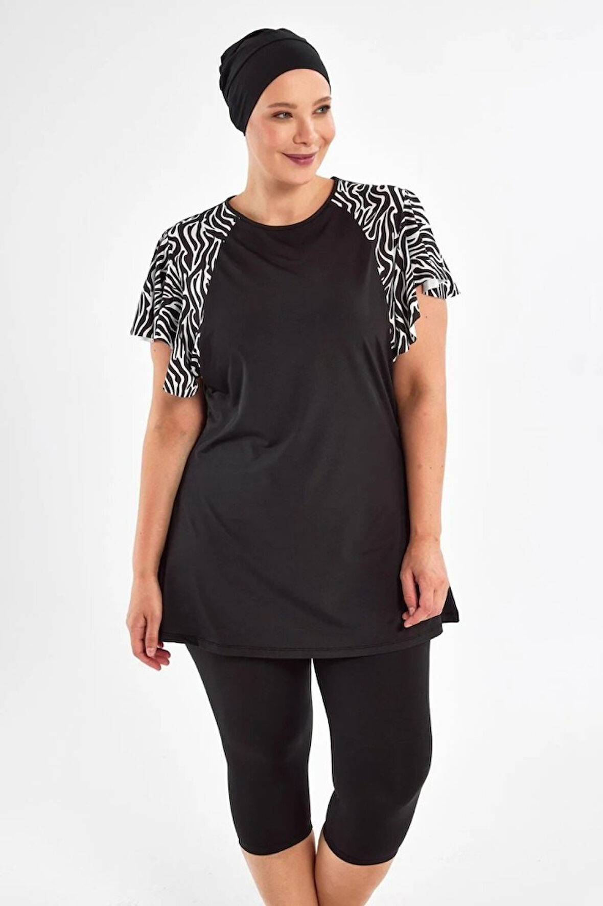 Maresiva 252805 Coral Büyük Beden Kısa Kol Taytlı Mayo