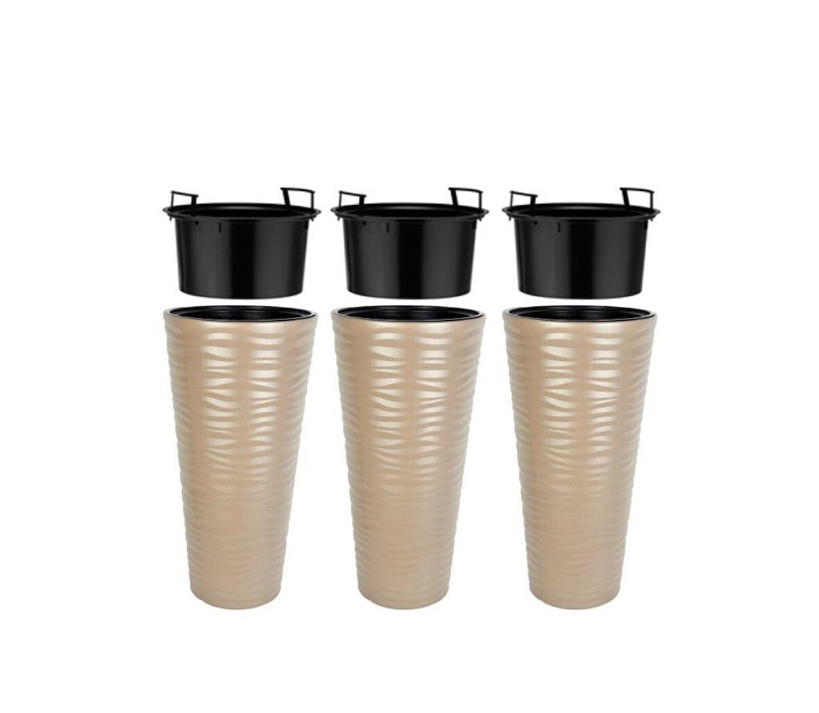 Omnipazar SO-KVT1 Kumsal Vazo Saksı Takımı 51 lt Mocha 3 Adet 