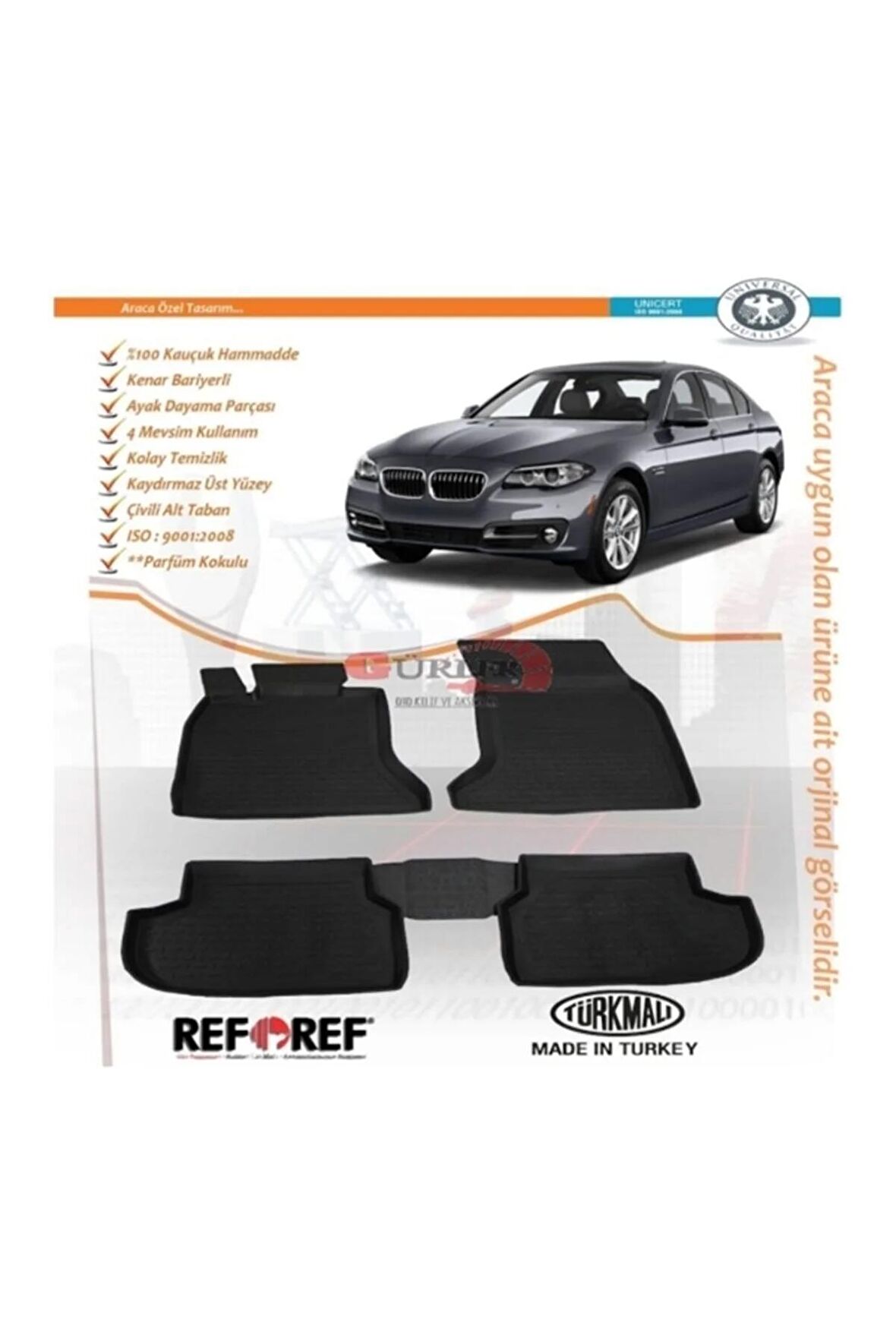 Bmw F10 2010-2013 4d  Paspas Kenar Bariyerli Araca Özel Kesim Birebir Uyumlu Siyah