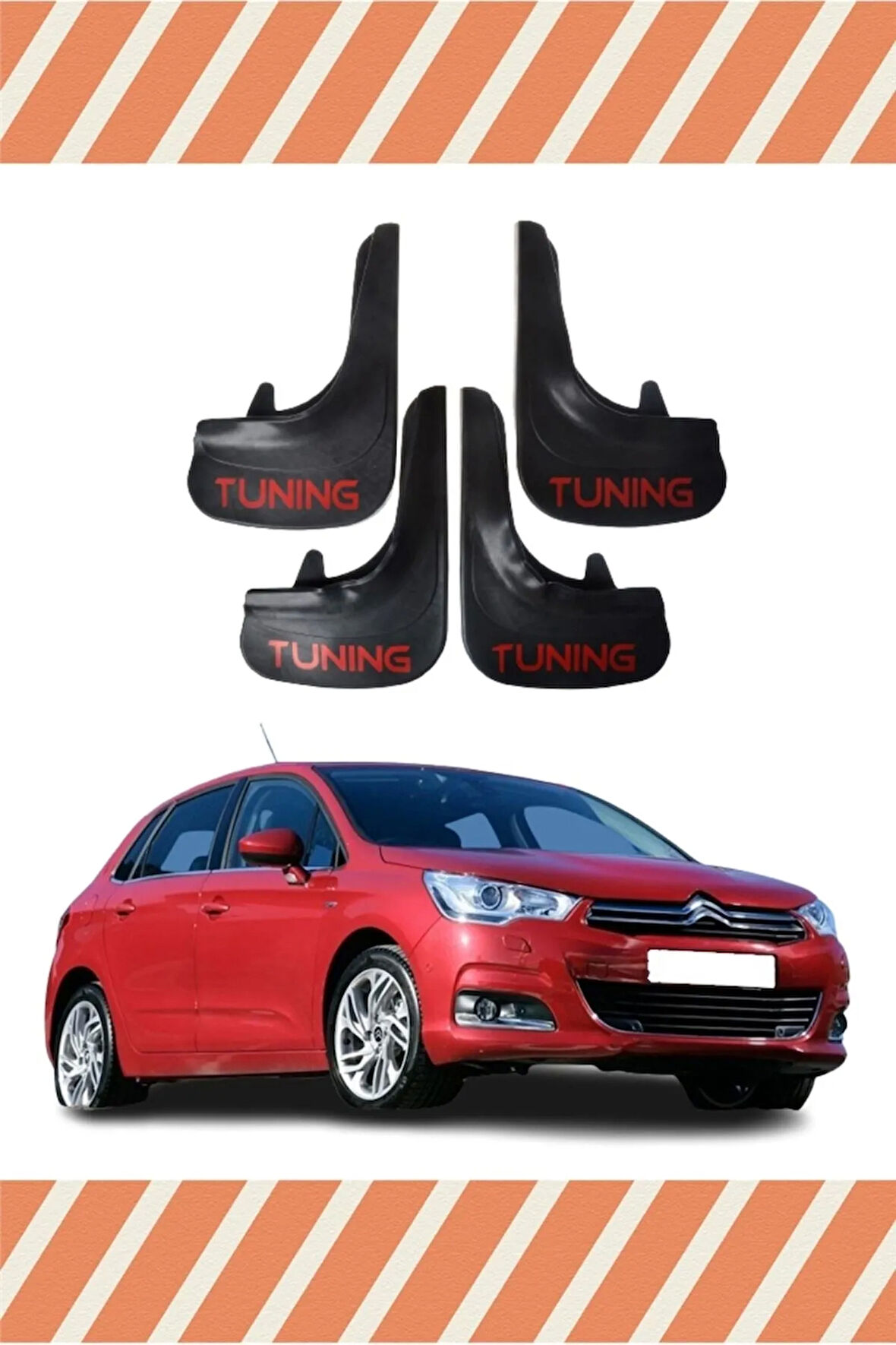 Citroen C4 11 ve sonrası Tuning yazılı 4’lü tozluk çamurluk paçalık kaliteli
