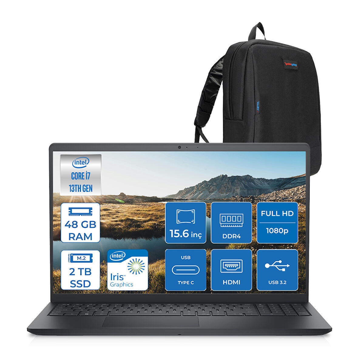 Dell Inspiron 15 3530 Intel Core I7-1355U 48GB 2tb SSD 15.6 Inç Full Hd  Freedos Laptop ZI35301103F19+ZETTAÇANTA