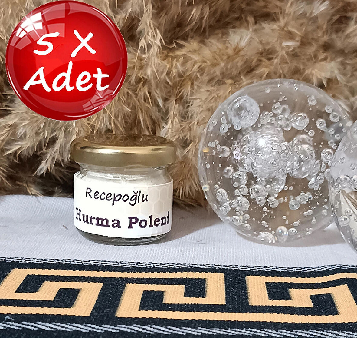 Saf Katkısız Hurma Poleni Cam Kavanoz 20 G x 5 Adet