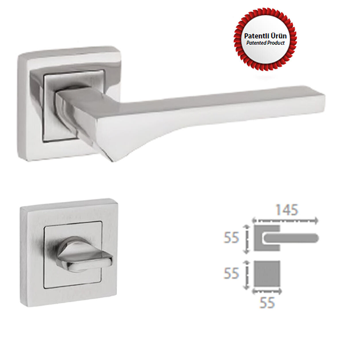 LOTUS NİKEL SATEN  KAPI KOLU KARE ROZETLİ WC (TK)