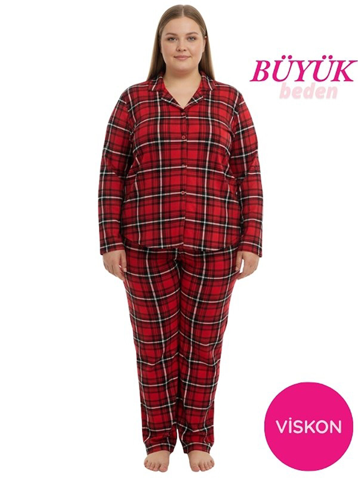 Kadın Büyük Beden Gömlek Yaka Önden Düğmeli Mevsimlik İnce Süet Uzun Kol Göğüs Cepli Pijama Takımı