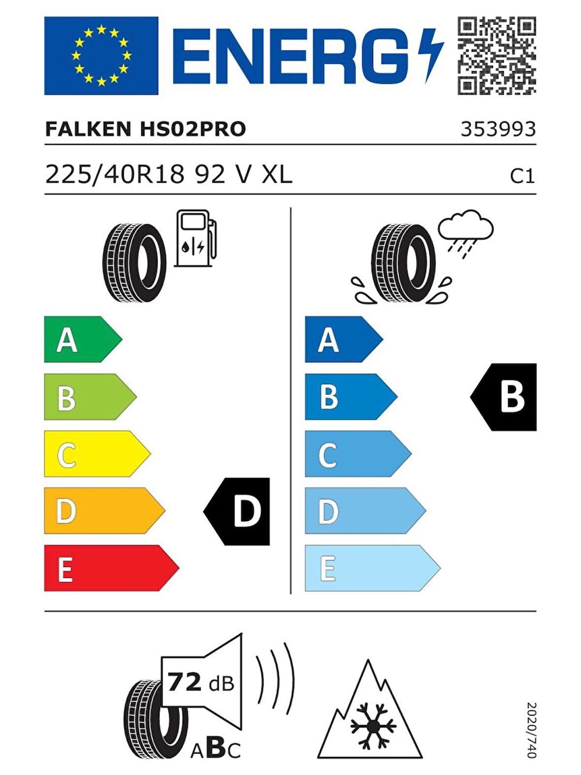 FALKEN 225/40R18 92W XL EUROWINTER HS02 PRO 2025 ÜRETİM KIŞ LASTİĞİ
