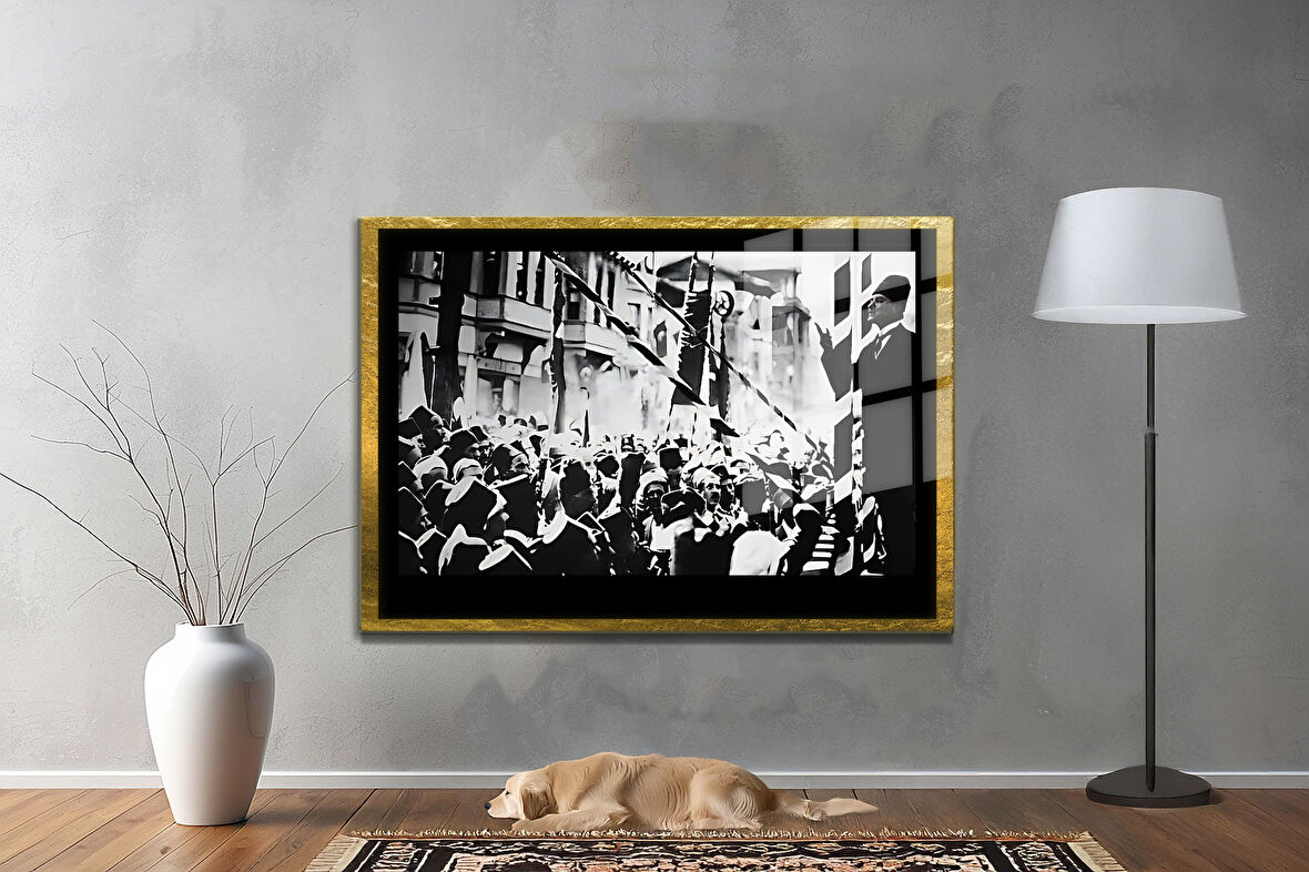 Gazi Mustafa Kemal Atatürk ÖZEL SERİ^# Miyrem  Design Cam Tablo Model: 34