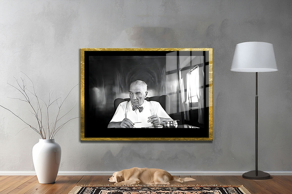 Gazi Mustafa Kemal Atatürk ÖZEL SERİ^# Miyrem  Design Cam Tablo Model: 48