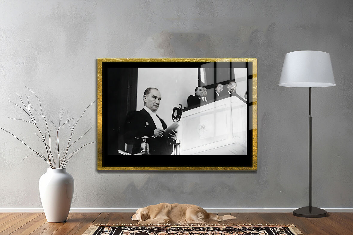 Gazi Mustafa Kemal Atatürk ÖZEL SERİ^# Miyrem  Design Cam Tablo Model: 152