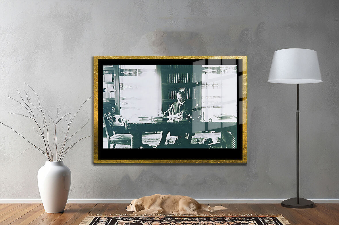 Gazi Mustafa Kemal Atatürk ÖZEL SERİ^# Miyrem  Design Cam Tablo Model: 308