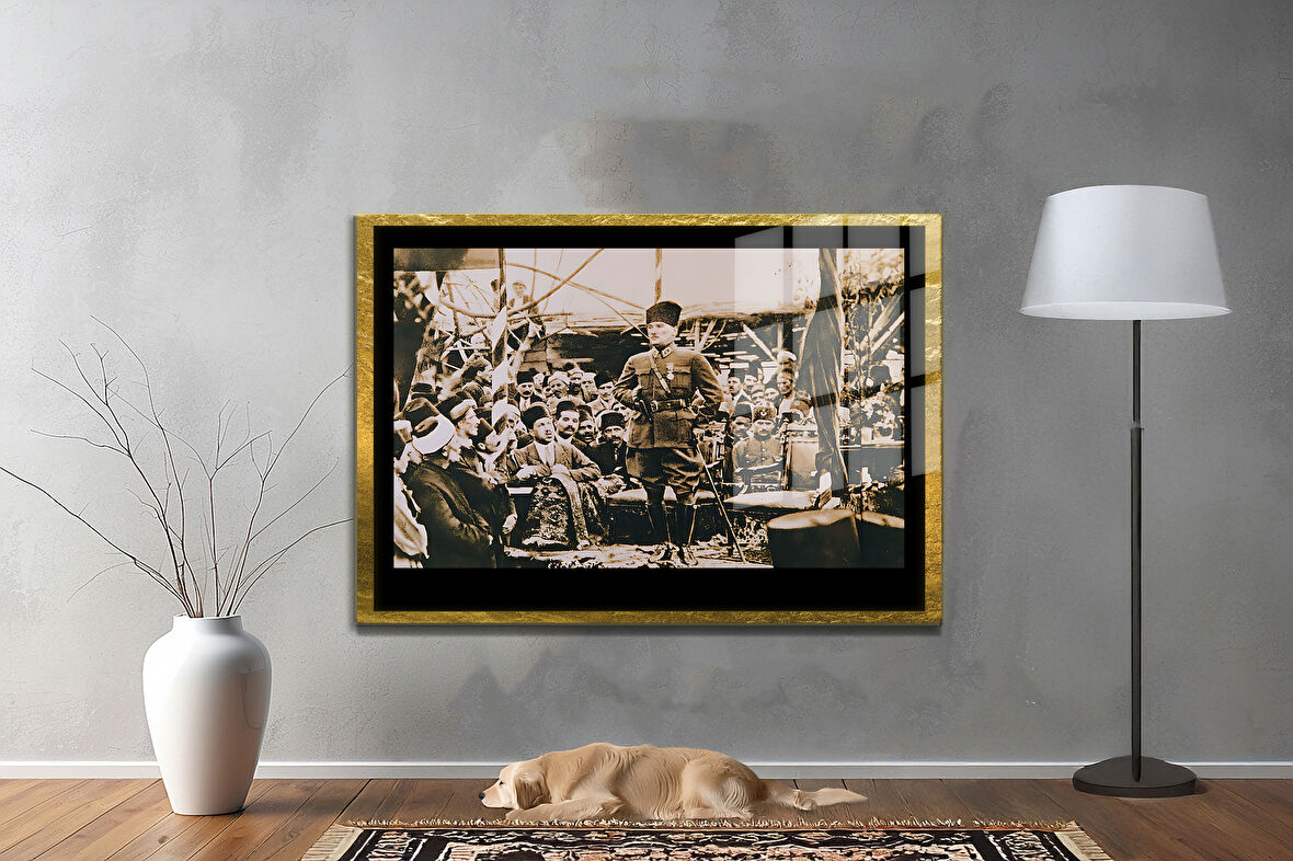 Gazi Mustafa Kemal Atatürk ÖZEL SERİ^# Miyrem  Design Cam Tablo Model: 350