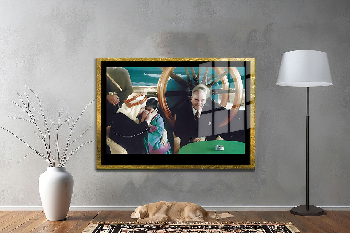 Gazi Mustafa Kemal Atatürk ÖZEL SERİ^# Miyrem  Design Cam Tablo Model: 443
