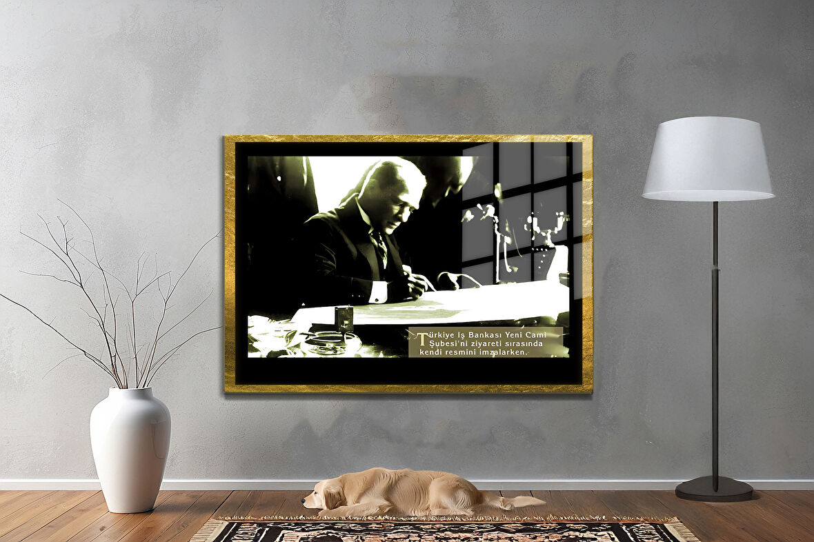 Gazi Mustafa Kemal Atatürk ÖZEL SERİ^# Miyrem  Design Cam Tablo Model: 498