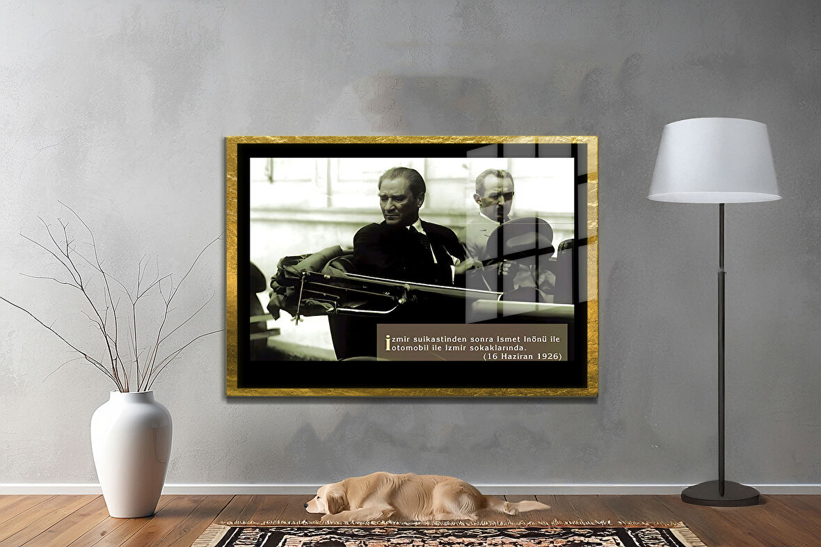 Gazi Mustafa Kemal Atatürk ÖZEL SERİ^# Miyrem  Design Cam Tablo Model: 533