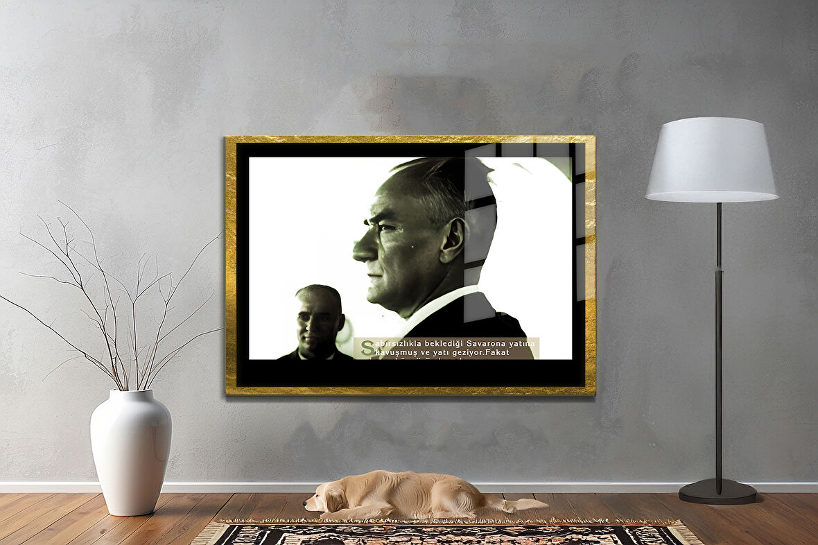 Gazi Mustafa Kemal Atatürk ÖZEL SERİ^# Miyrem  Design Cam Tablo Model: 598