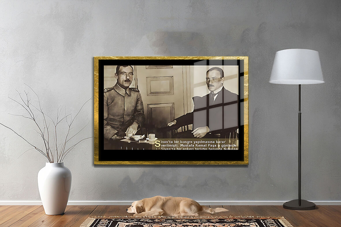 Gazi Mustafa Kemal Atatürk ÖZEL SERİ^# Miyrem  Design Cam Tablo Model: 669