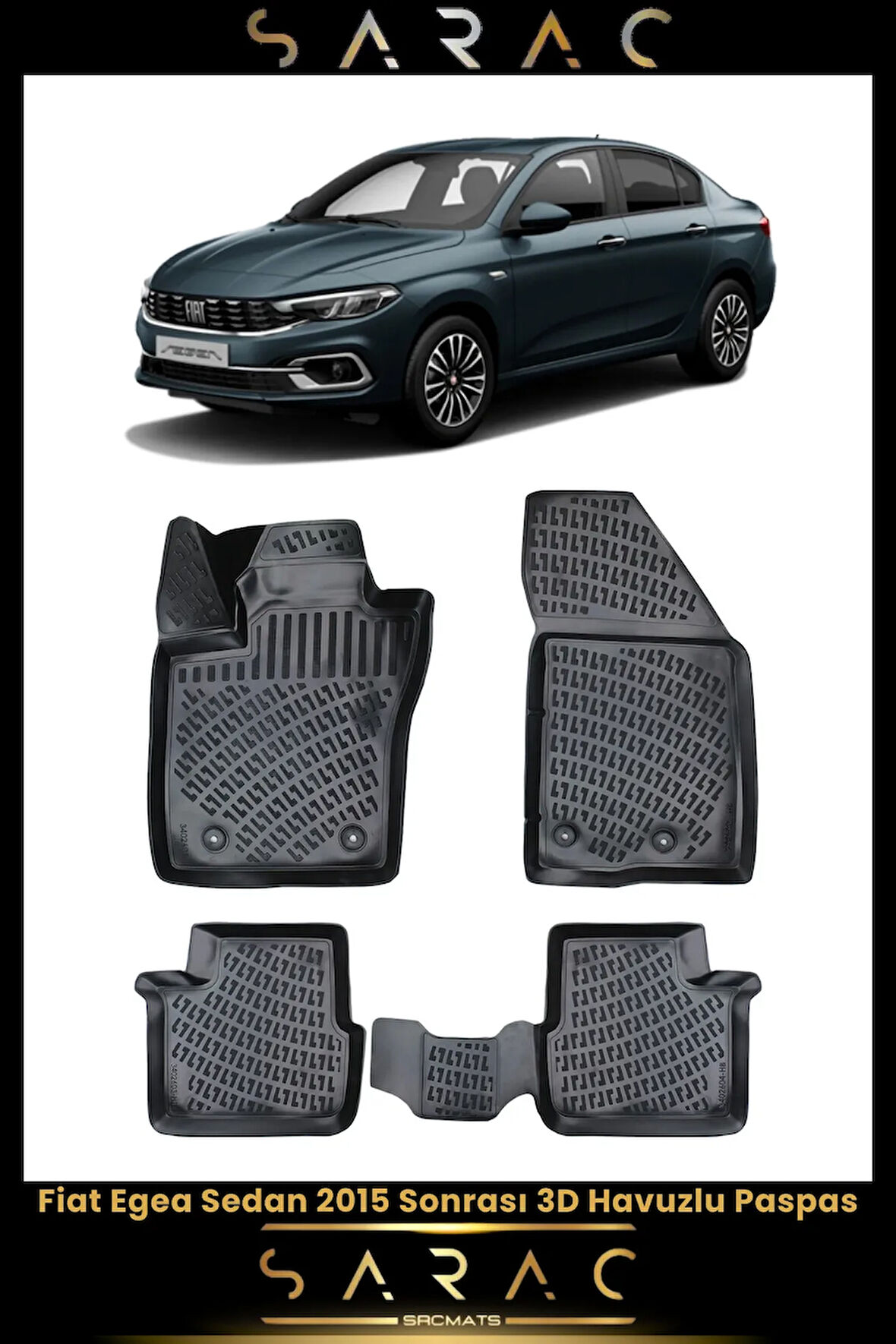 Fiat Egea Sedan 2017 Model Araca Özel 3d Havuzlu Paspas