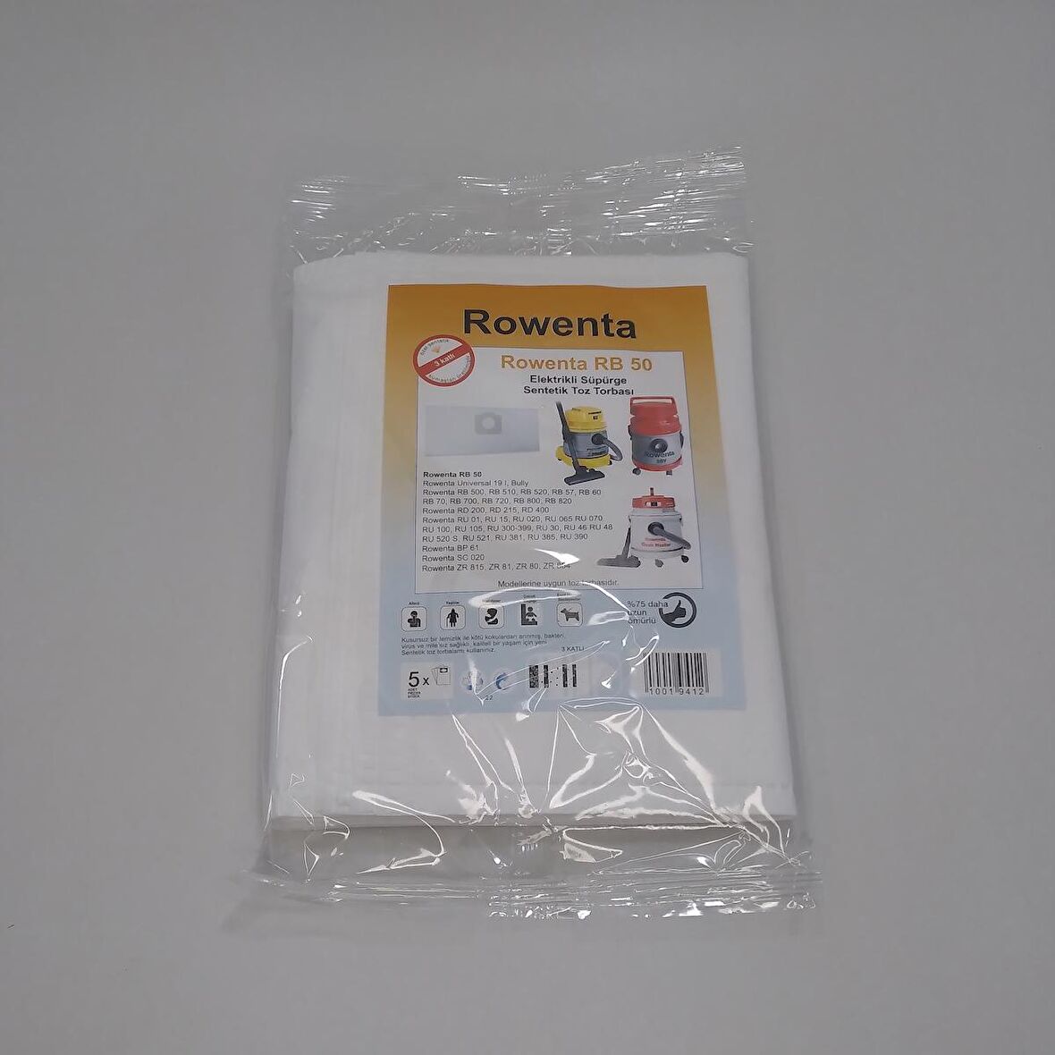ROWENTA RB50 YIKAMALI SENTETİK 5 Lİ ELEKTİRİK SÜPÜRGESİ TORBASI