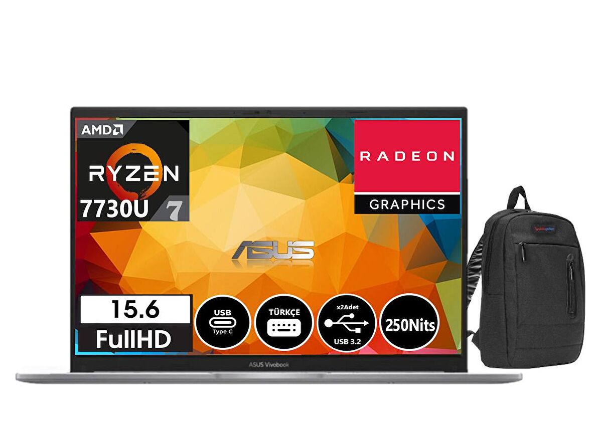 Asus Vivobook M1502YA-NJ190 Amd Ryzen 7 7730U 24gb 2tb SSD 15.6" Windows11Pro FHD Dizüstü Bilgisayar M1502YA-NJ19044+WeblegelsinÇanta