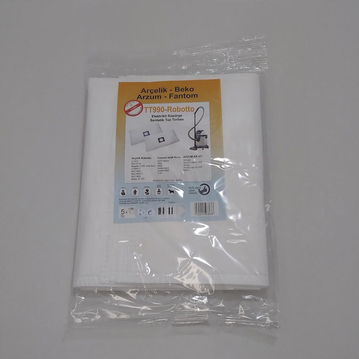 ARÇELİK 990 YIKAMALI SENTETİK FANTOM YIKAMALI ( 2 PAKET 10 ADET )  ELEKTİRİK SÜPÜRGESİ UYGUN FİYAT İNDİRİMLİ