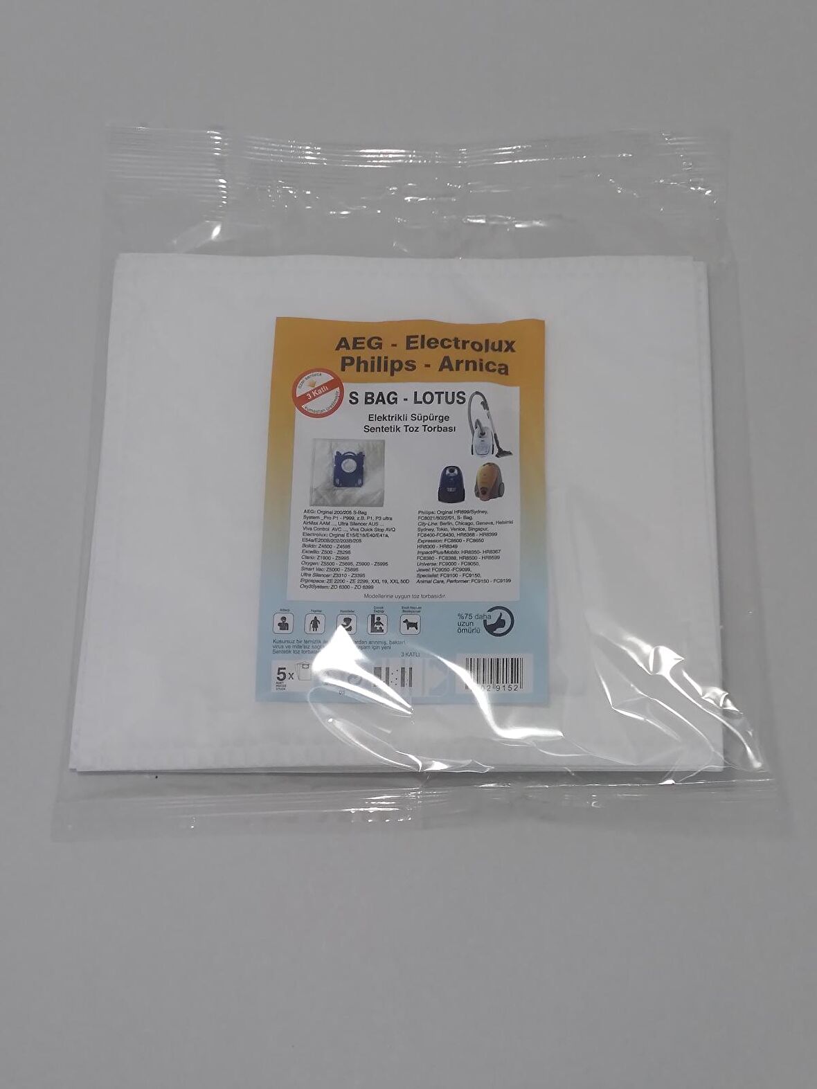 PHİLİPS S BAG SENTETİK ( 2 PAKET 10 ADET )ELEKTİRİK SÜPÜRGESİ TORBASI
