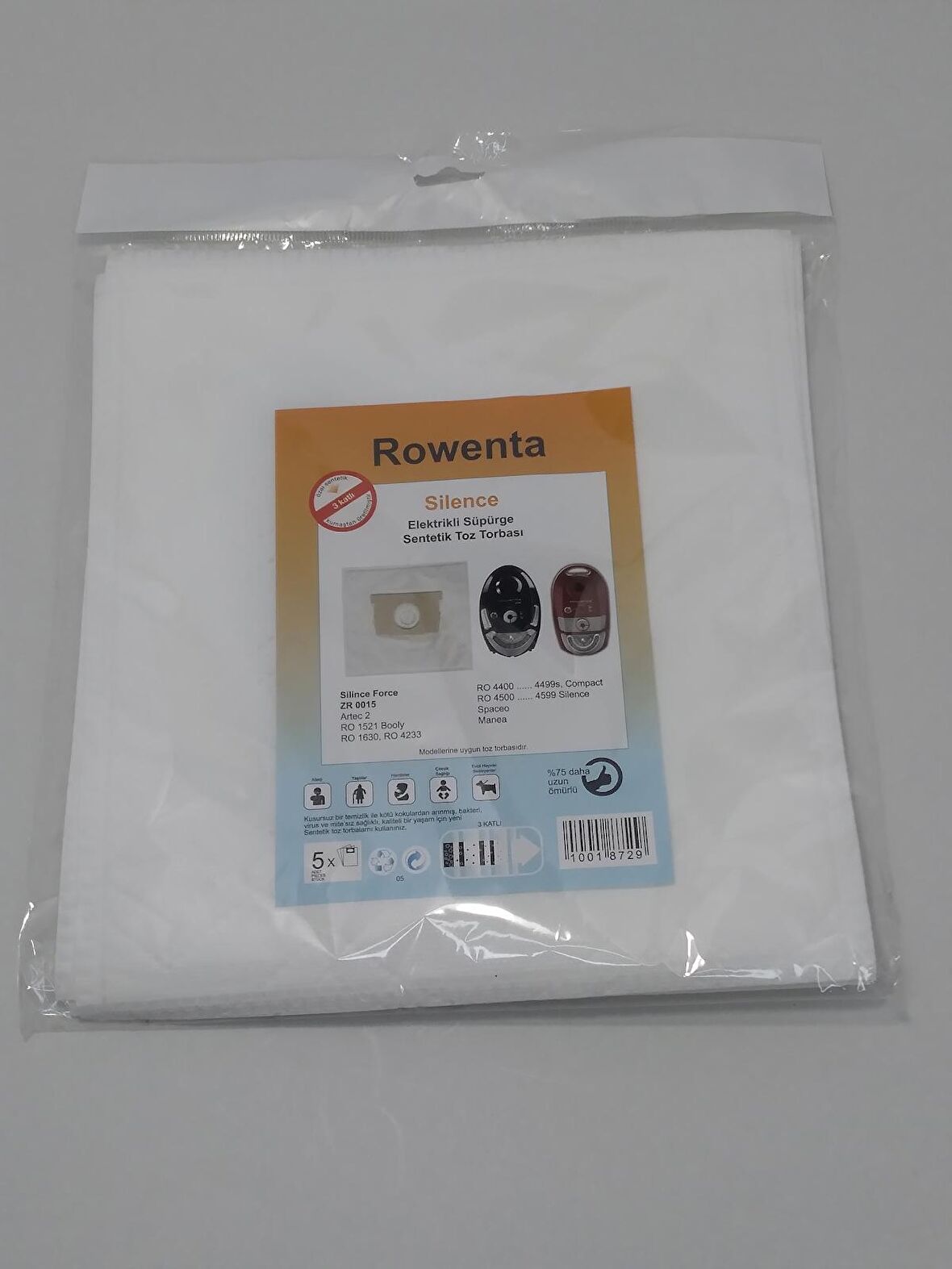 ROWENTA SİLENCE SENTETİK ( 3 PAKET 15 ADET )ELEKTİRİK SÜPÜRGESİ TORBASI