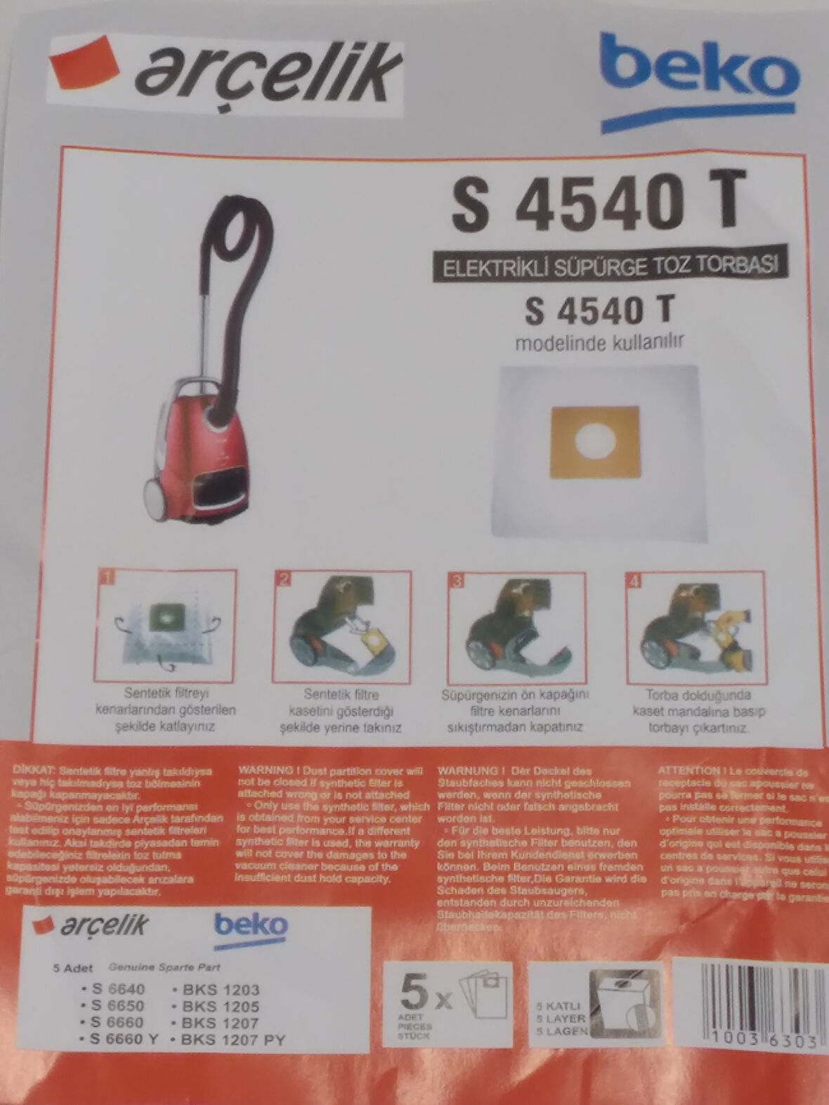 ARÇELİK TT 4540 CONTALI SENTETİK ( 2 PAKET 10 ADET )