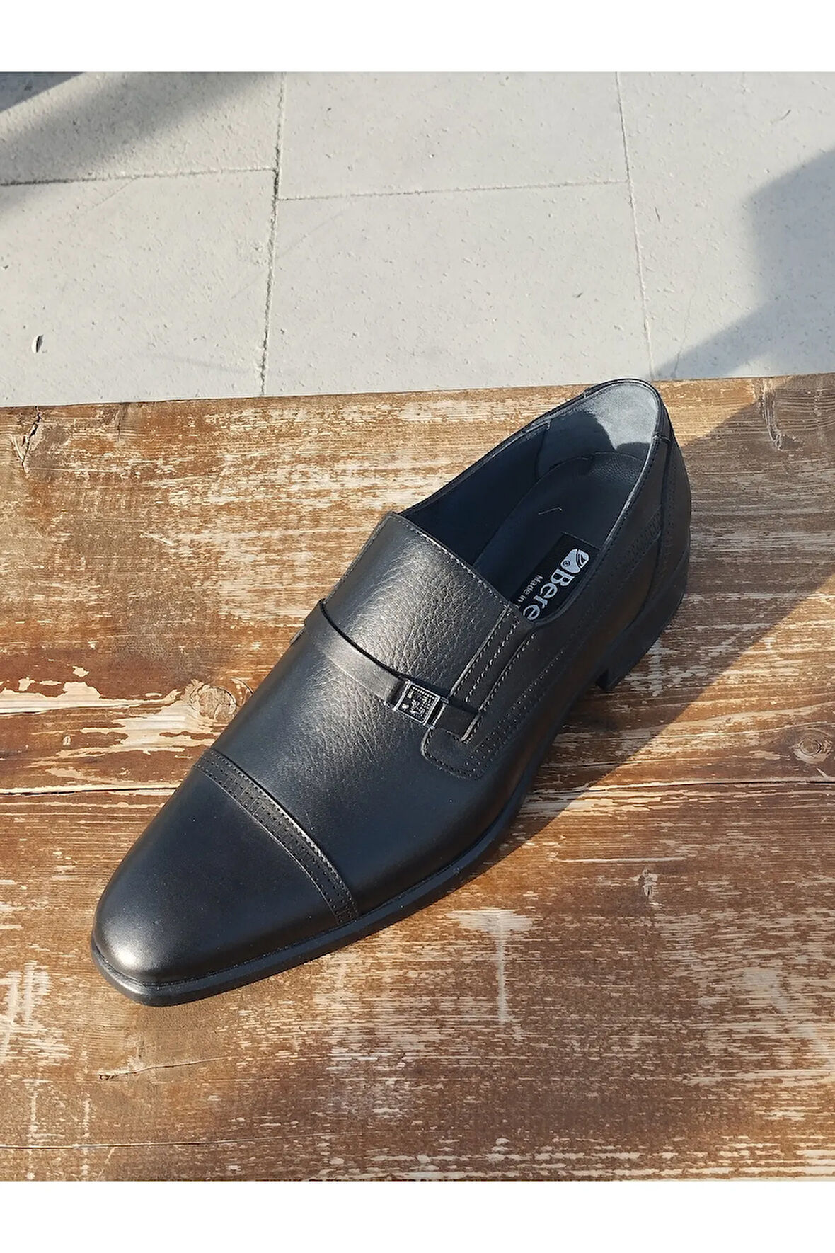 Erkek Mevsimlik Kundura: Sonbahar- Kış Hakiki Deri  Kauççuk Taban Bağcıksız