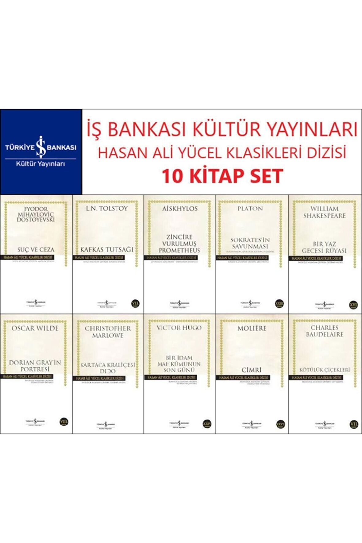 Iş Bankası Hasan Ali Yücel Klasikler Dizisi 10 Kitap Set Dostoyevski-tolstoy-aiskhylos-platon