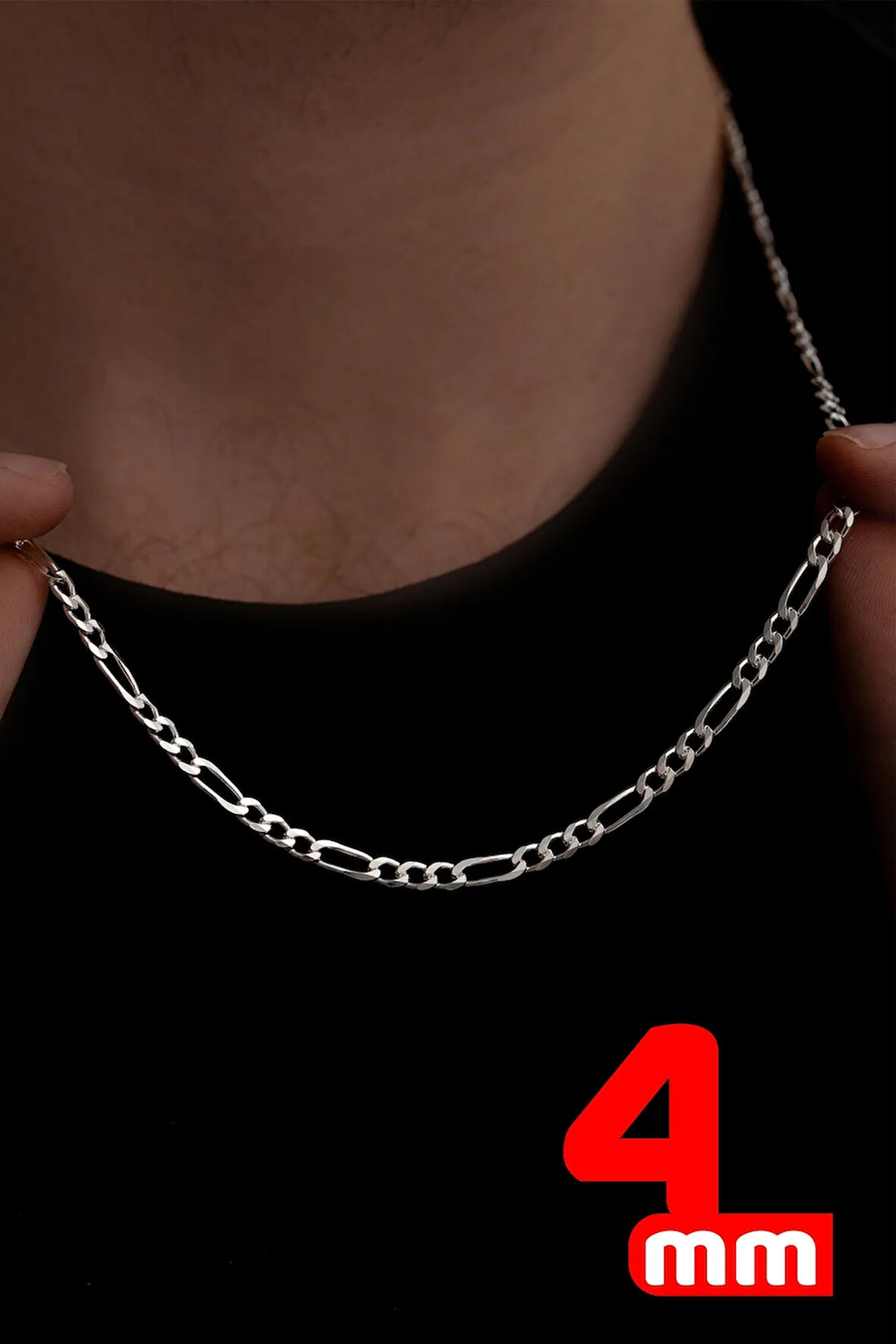 Erkek Gümüş Kolye - Figaro Model 925 Ayar Gümüş Erkek Kolye Zincir Modelleri