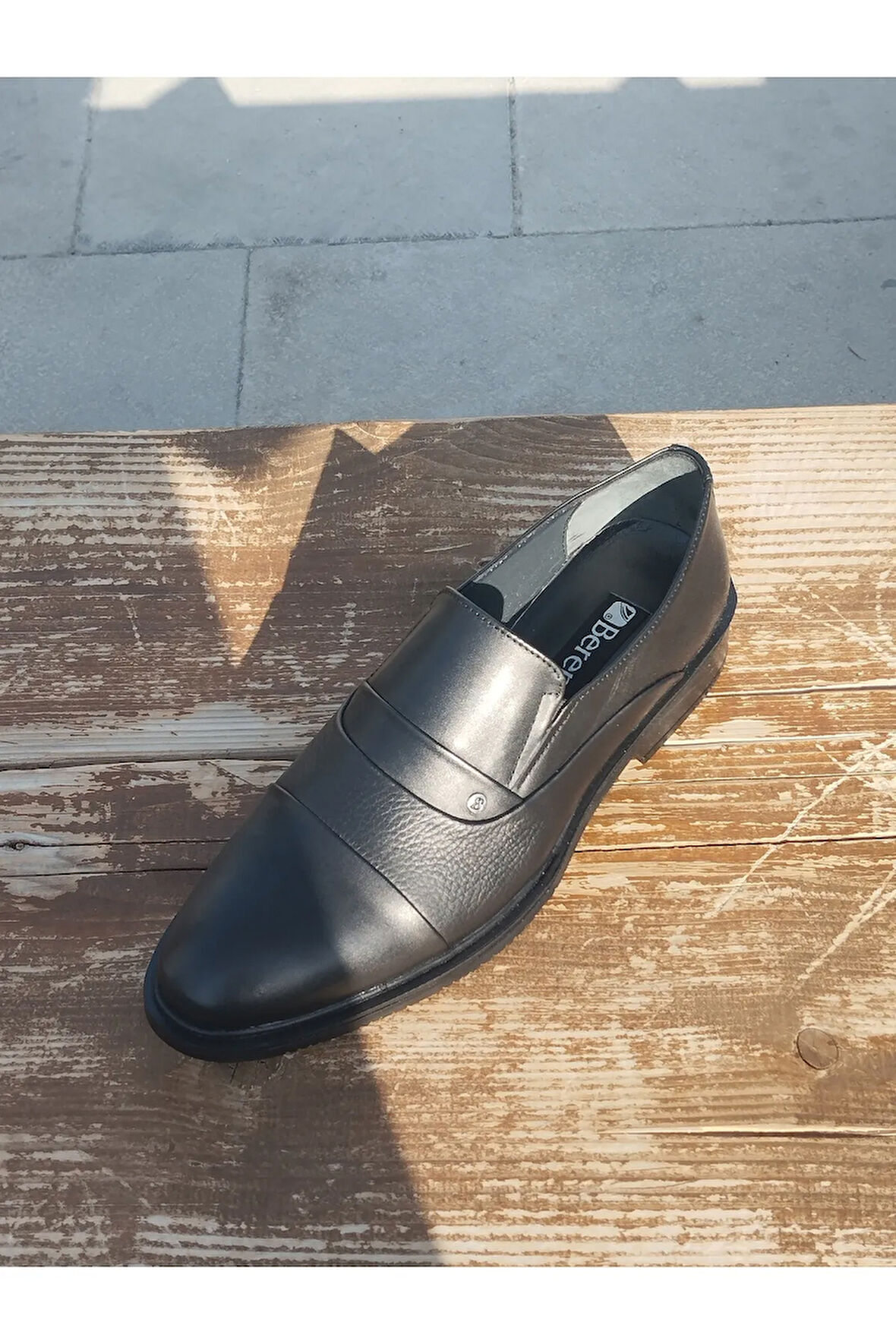 Yazlık Erkek Kundura Hakiki İç Dış Deri Poli Taban Bağcıksız Hafif Taban