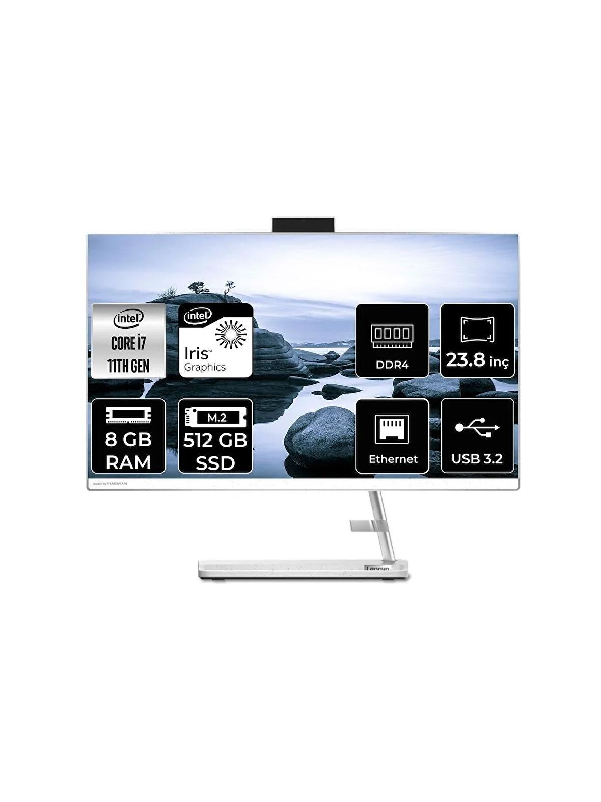 LENOVO IDEACENTRE 24ITL6 i7 1165G7 8GB RAM 512GB SSD 23.8" FHD FDOS ALL IN ONE PC F0G001BGTX