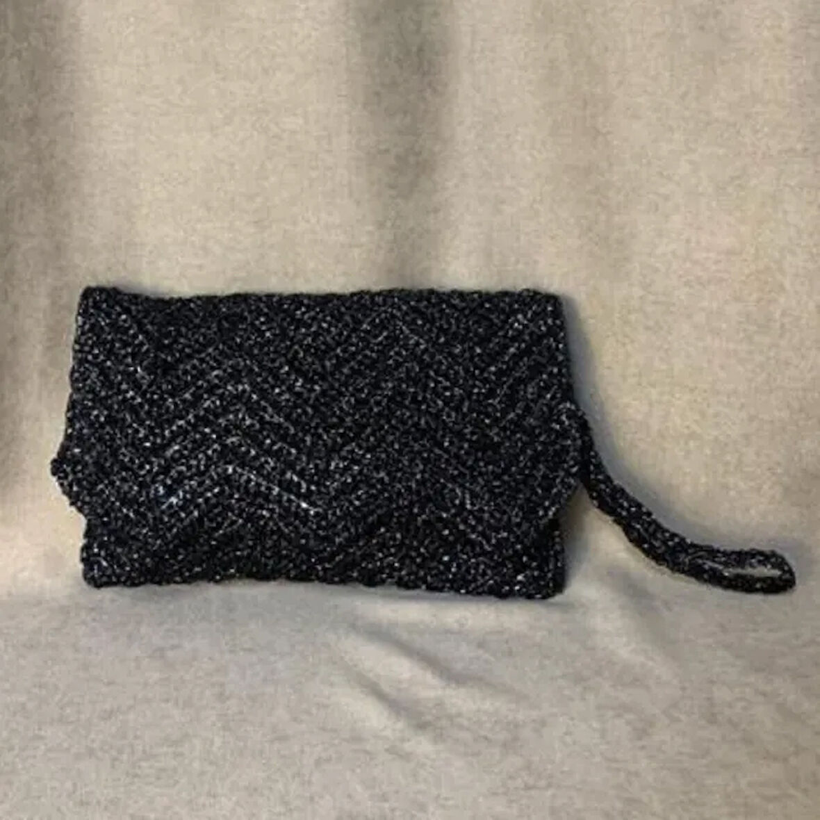 Uretti - Meryem 7194 El Örgüsü Rafya İp Siyah Clutch Çanta