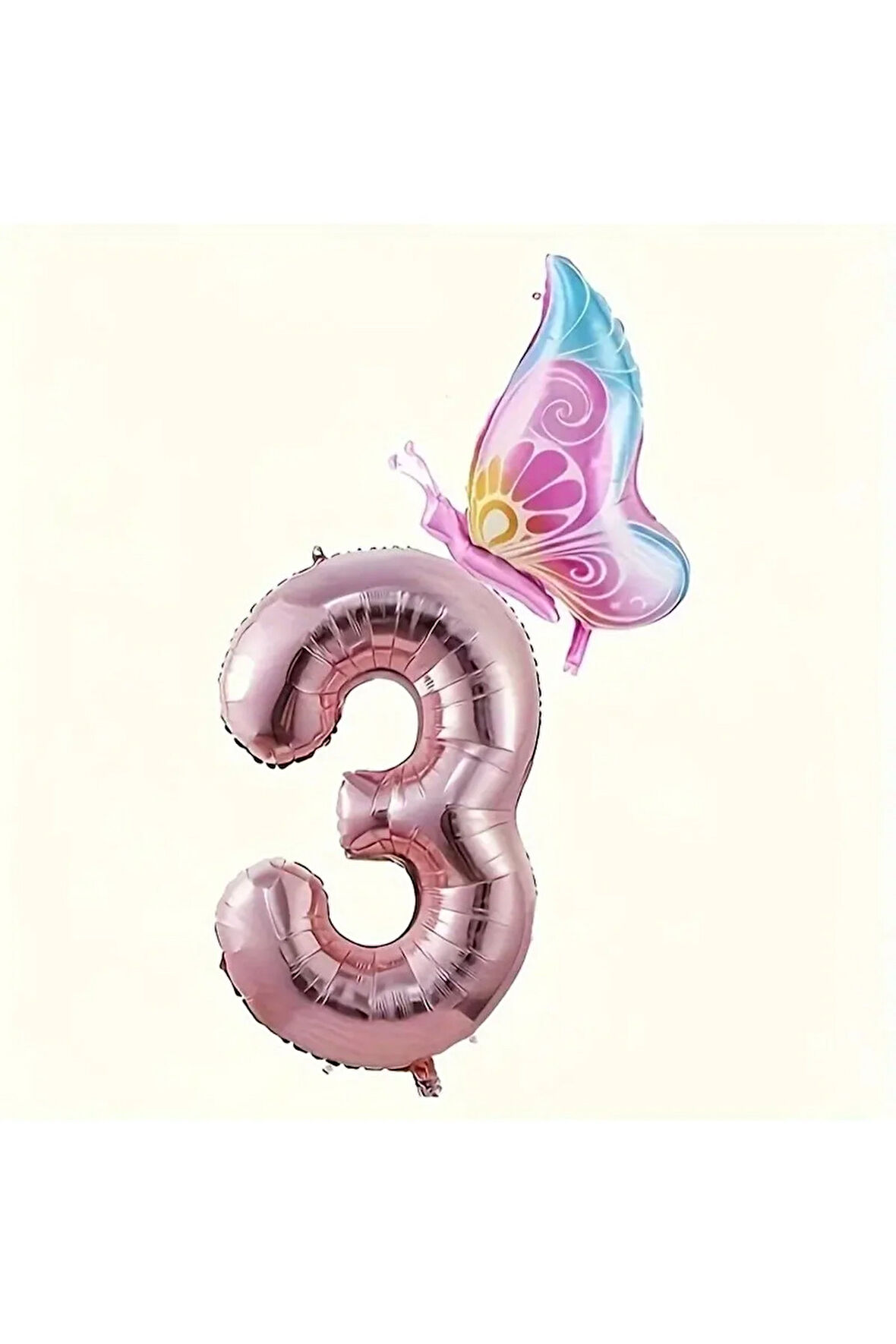 KELEBEKL ROSE GOLDİ RAKAM FOLYO BALON SET