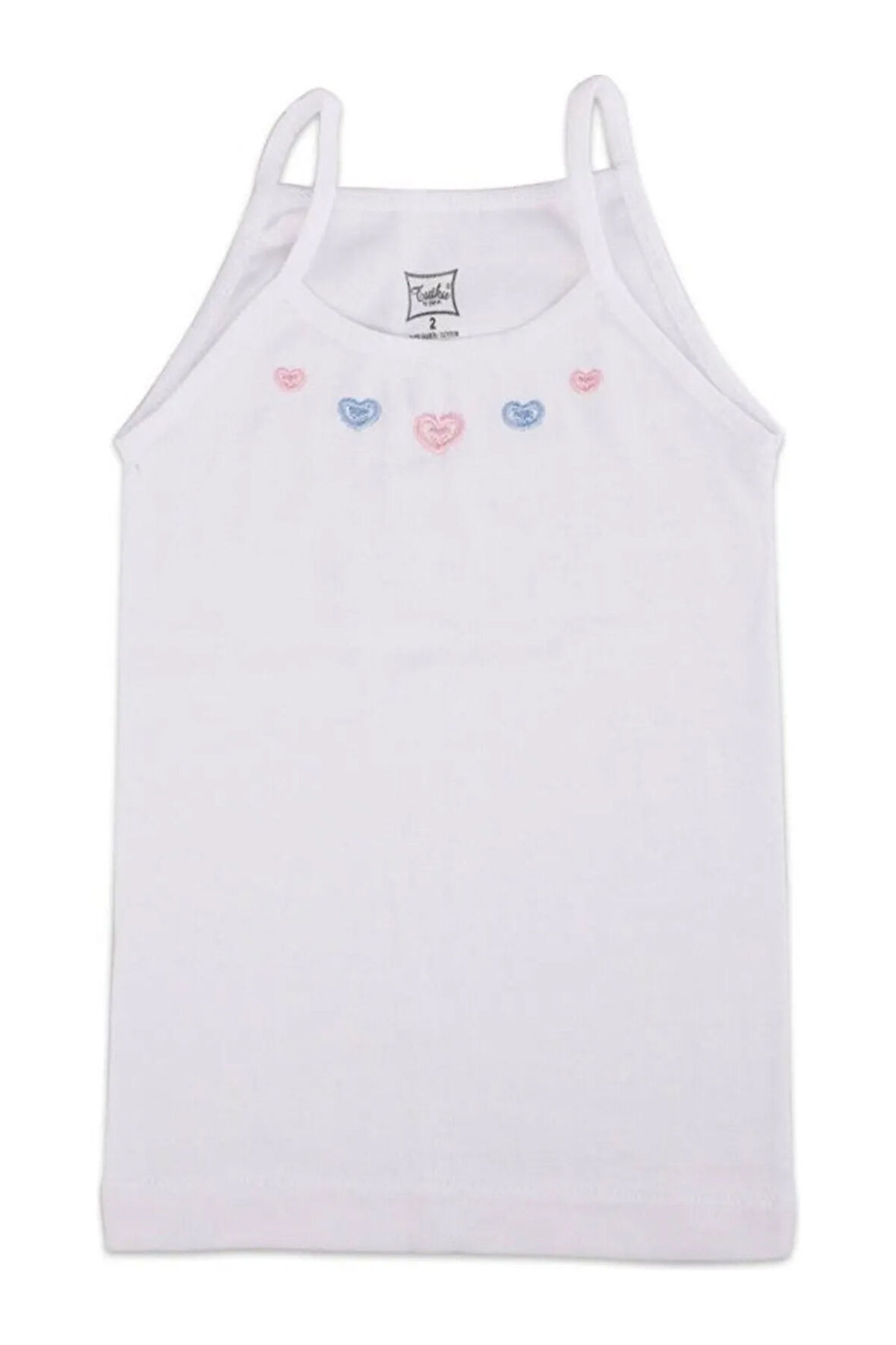 Kız Çocuk Beyaz Ip Askılı Işlemeli Atlet 3'lü