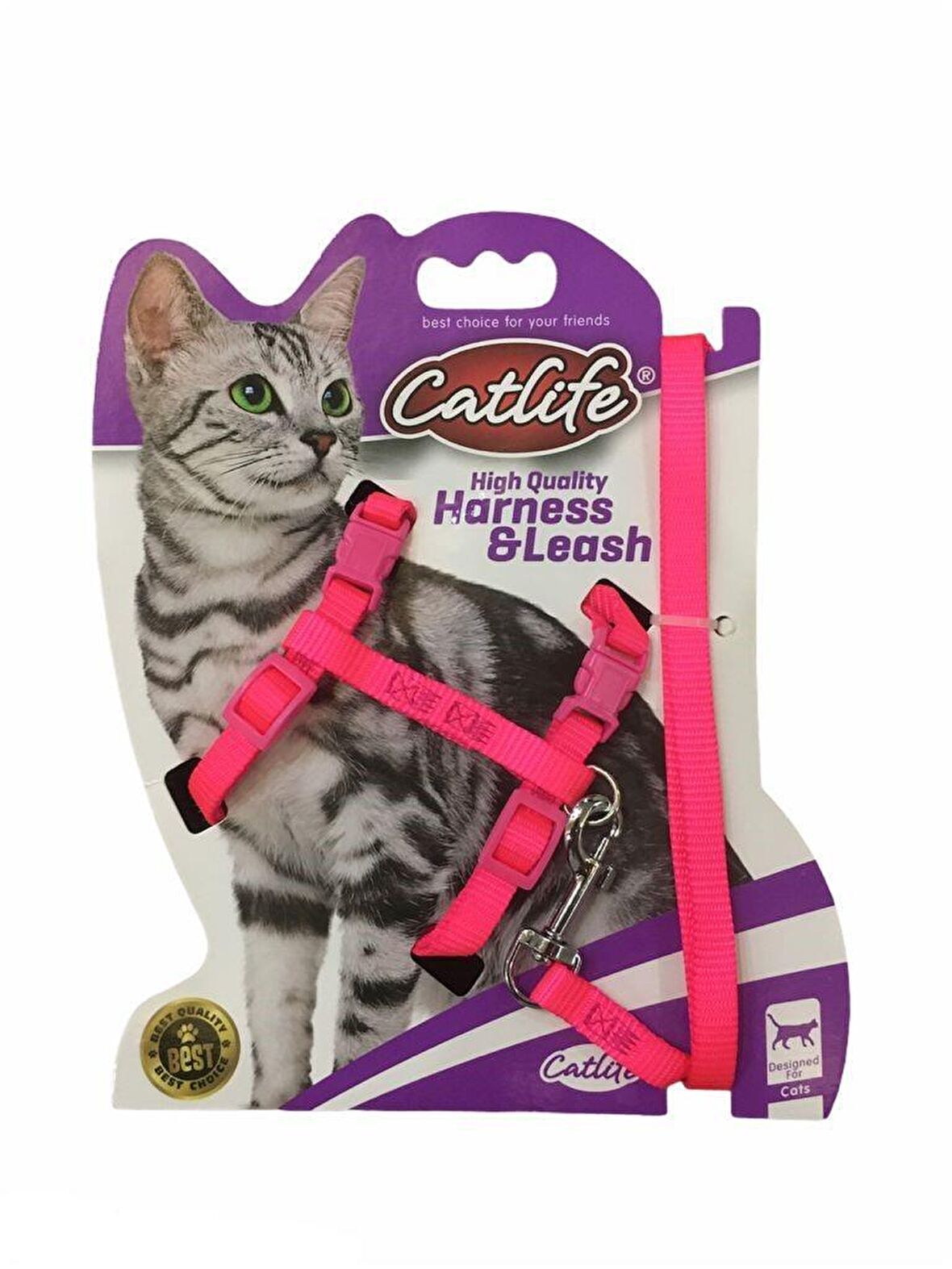 Catlife Kedi Göğüs Ve Gezdirme Tasması Takımı Pembe 110 Cm