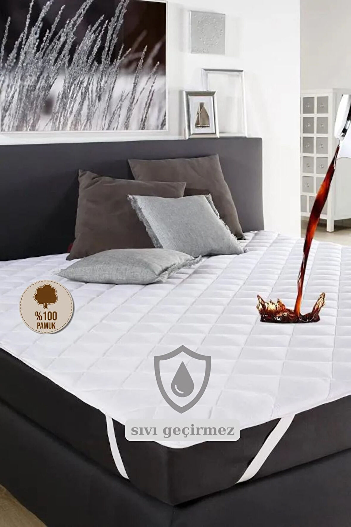 Pamuklu Kapitone Lastikli Sıvı Geçirmez Alez Ultra Soft