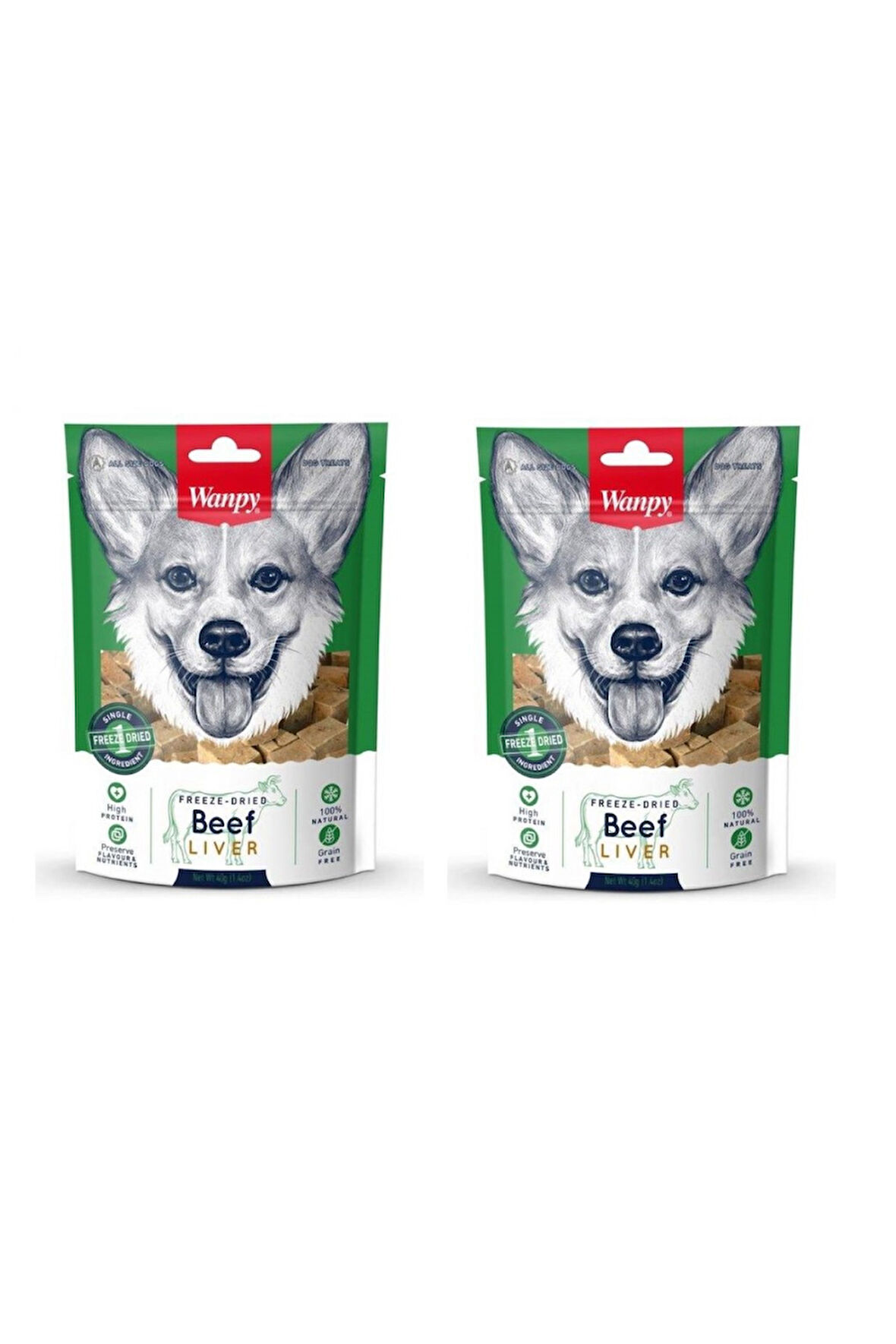 Wanpy Kurutulmuş Dana Ciğeri Köpek Ödülü 40 Gr. X 2 Adet