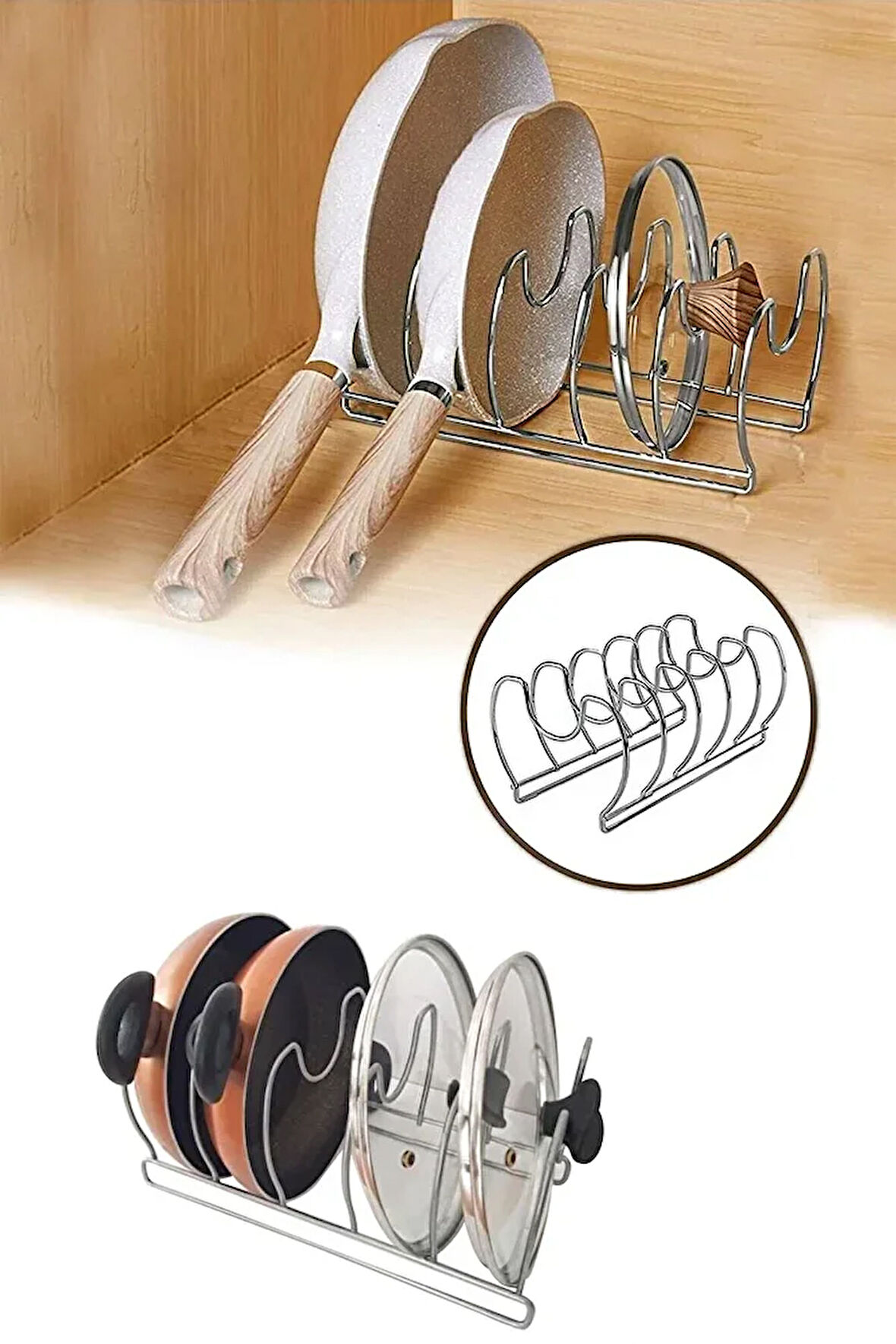 Metal Dolap Içi Tava Düzenleyici Yer Kazandıran Organizer