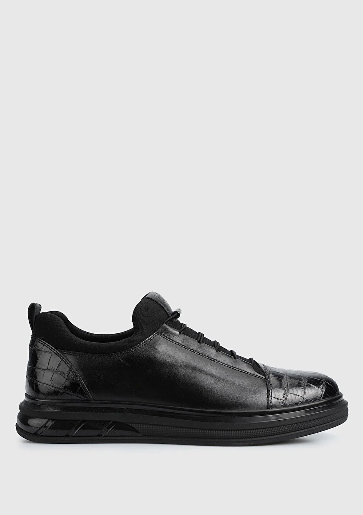 Siyah Deri Erkek Sneaker