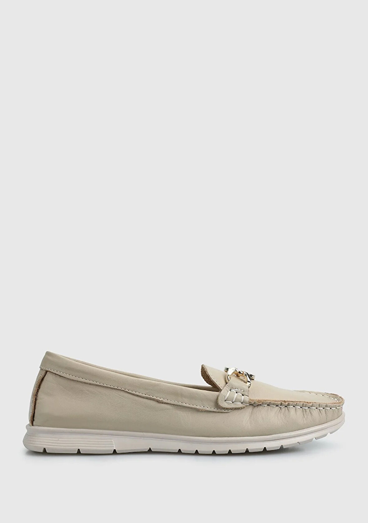 Bej Deri Kadın Ayakkabı