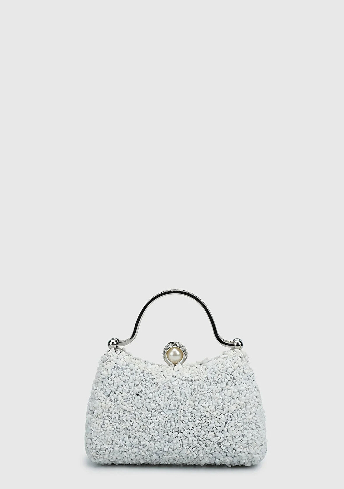 Beyaz Kadın Abiye Çanta