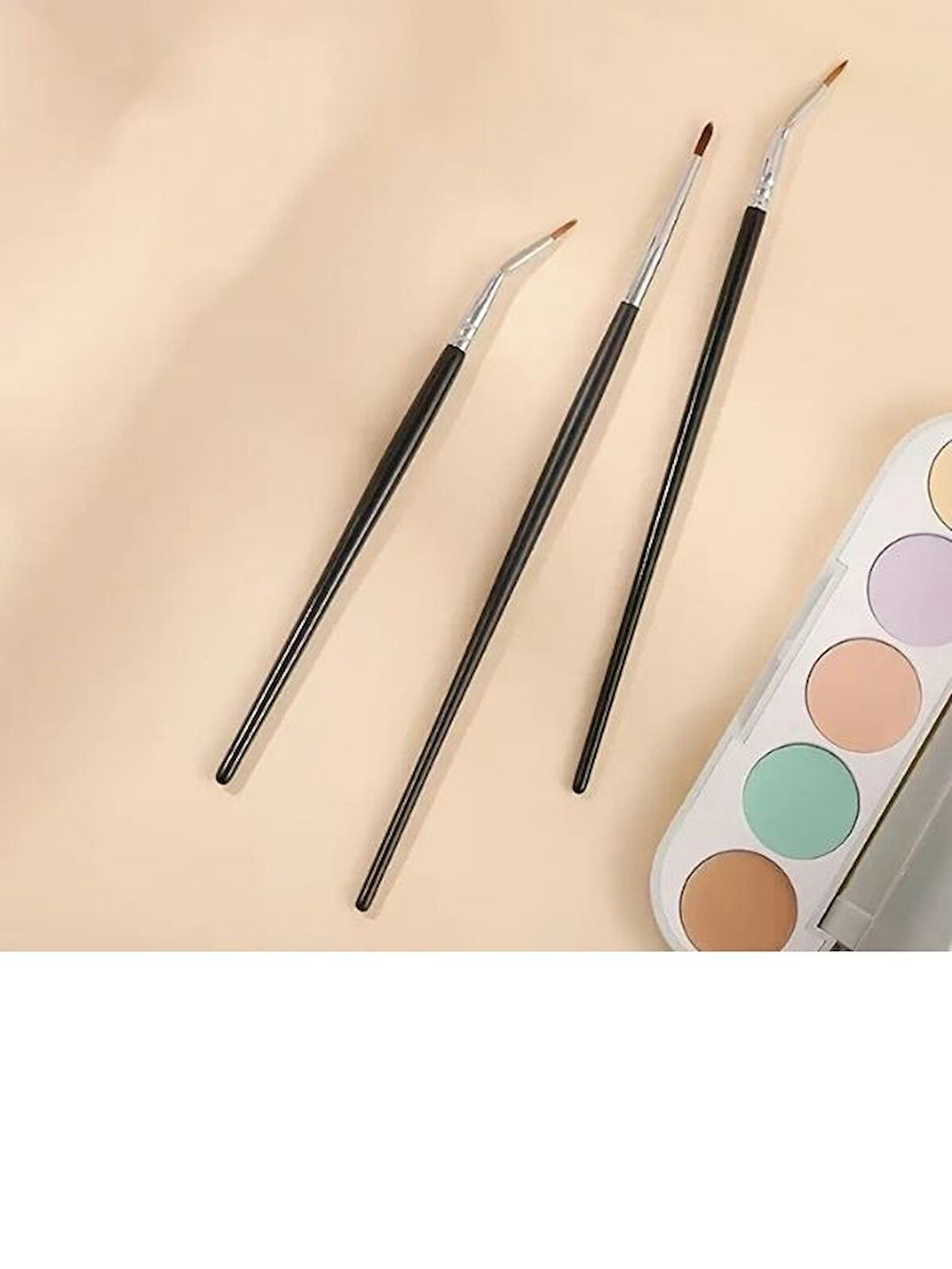 Eğimli Eyeliner Fırçası, Düz Kapatıcı Fırça,  Detaylı Makyaj için İnce Kavisli Fırça