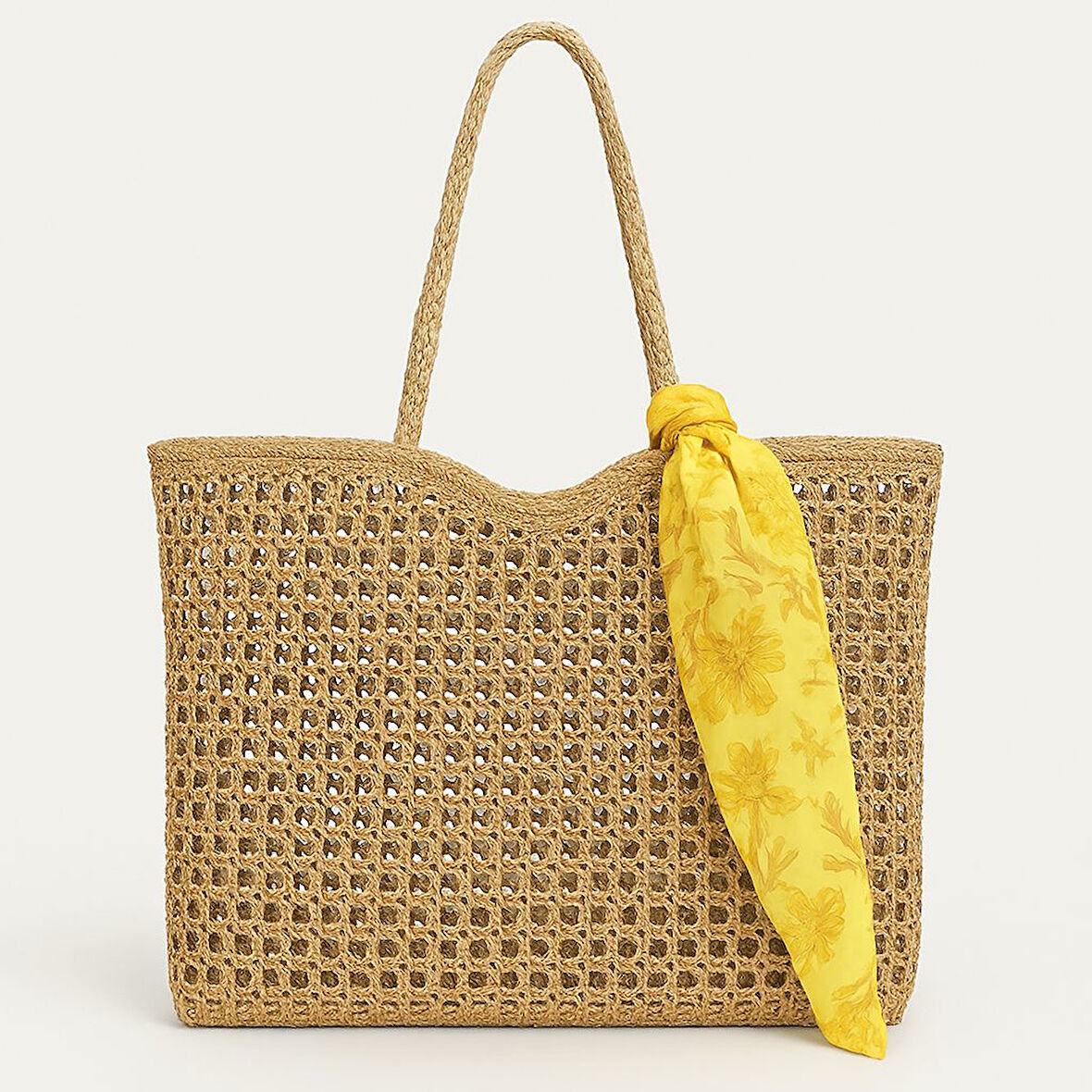 Woven Kağıt İp El Örgüsü Çıtçıtlı ve Astarlı Omuz Çantası